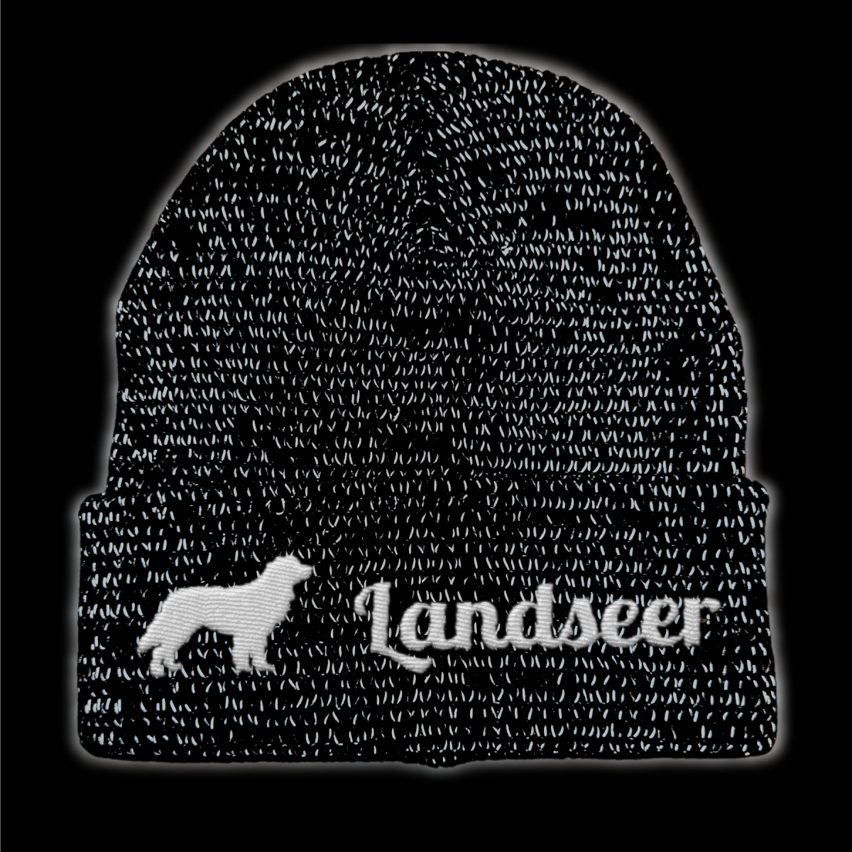 Landseer reflektierende Mütze Stickerei Hund Winter Strickmütze reflex Beanie warm