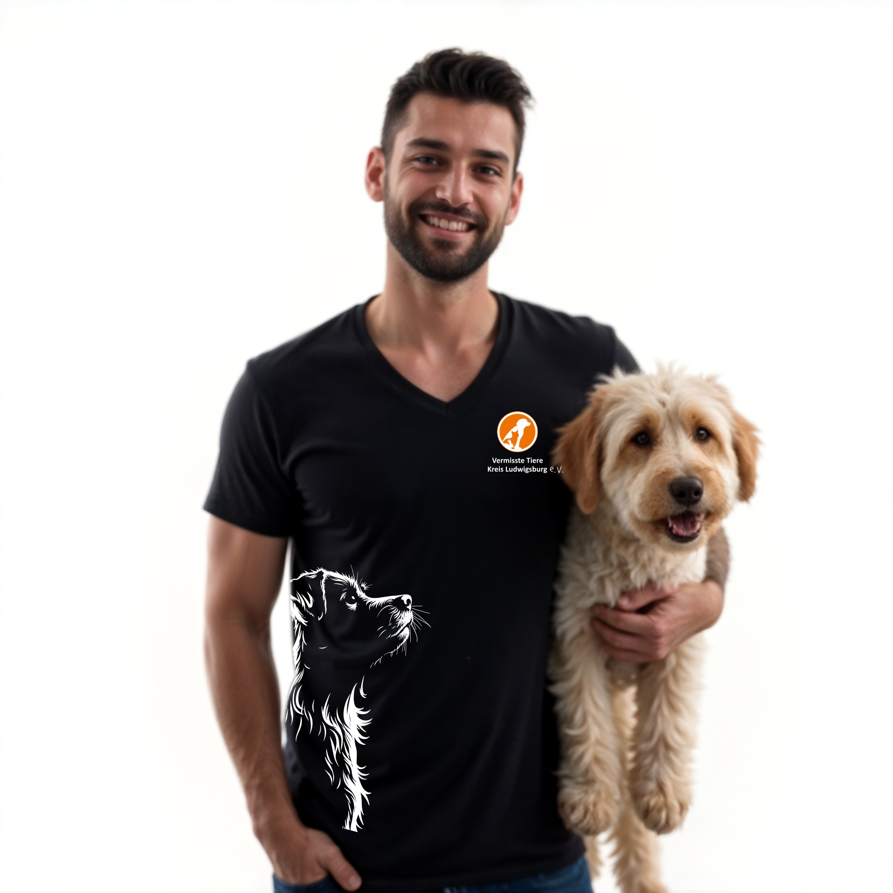 Vermisste Tiere Kreis Ludwigsburg T- Shirt Herren V-Neck