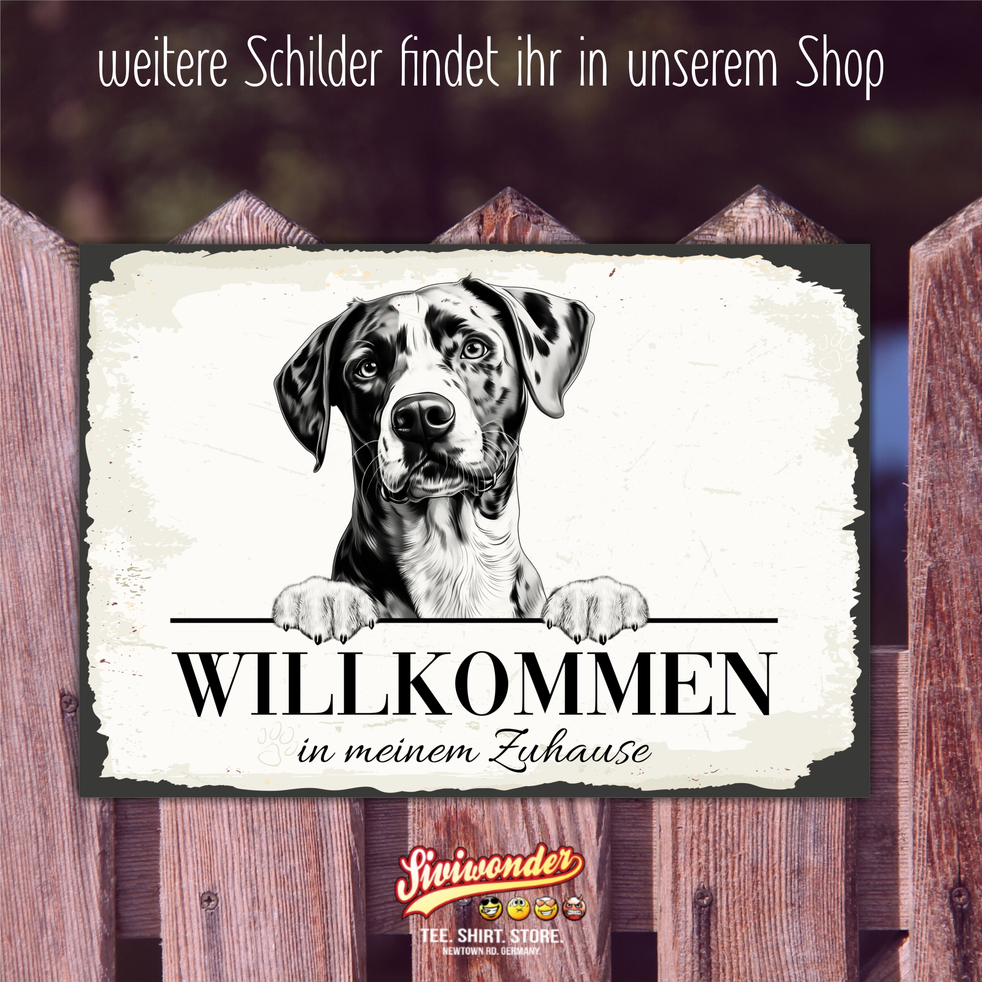 Hundeschild Willkommen Zuhause Louisiana Catahoula  Schild Achtung Spruch