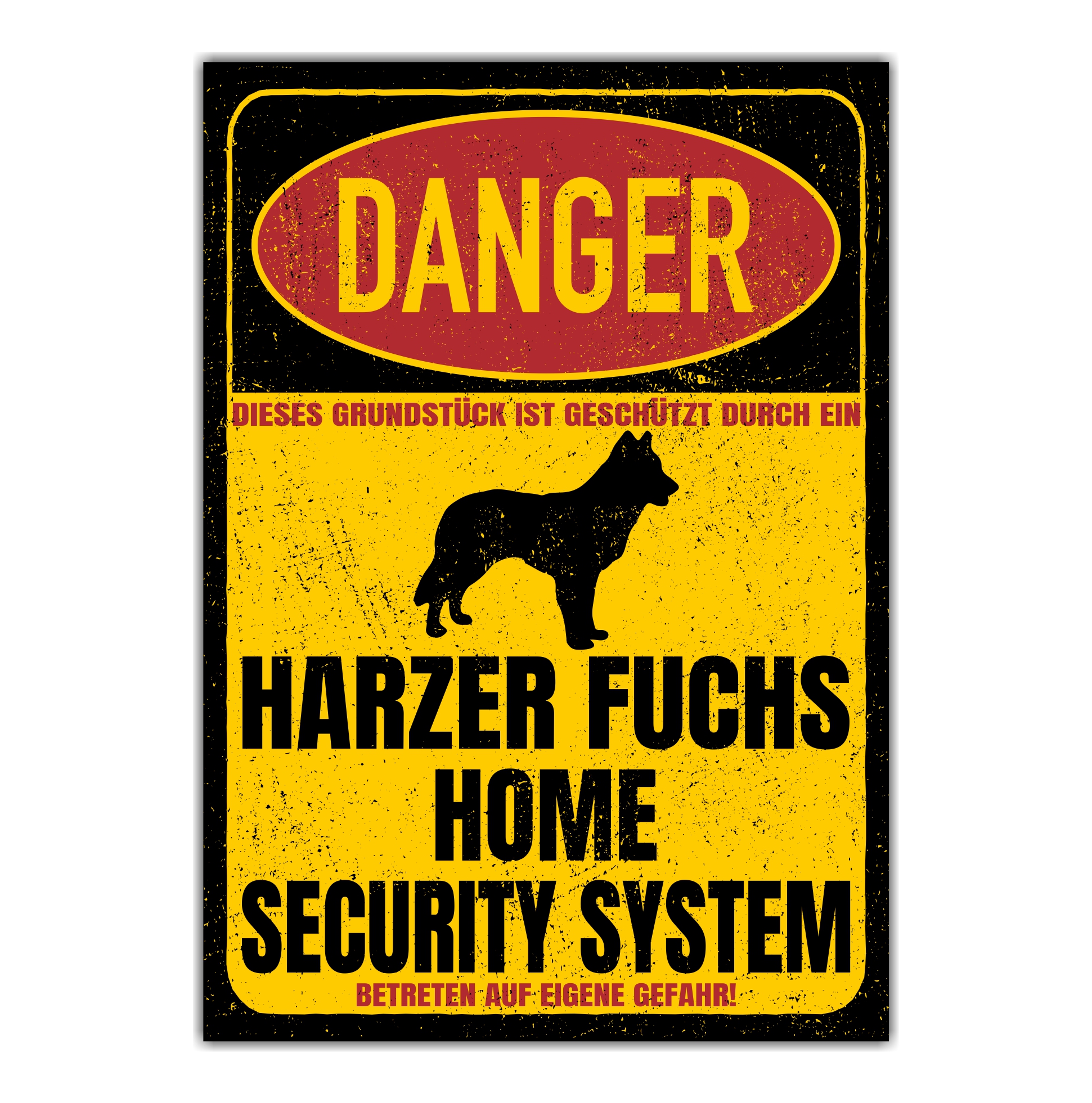 Harzer Fuchs Altdeutscher Hütehund Dog Türschild Danger Security System Warnschild Hund Schilder Hundeschild happy Design by Siviwonder