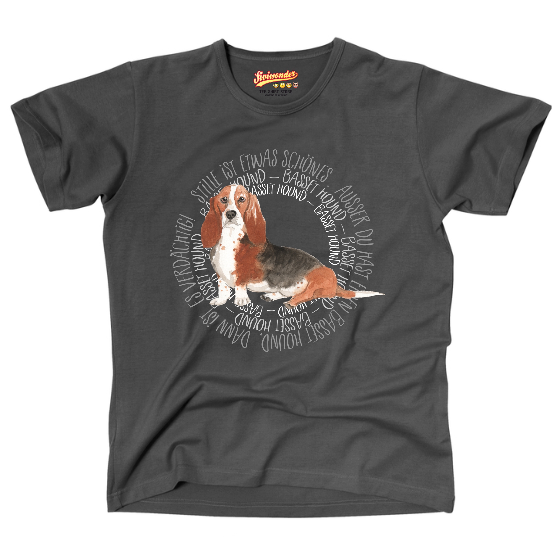 BASSET HOUND UNISEX T-SHIRT CIRCLE Watercolor by SIVIWONDER