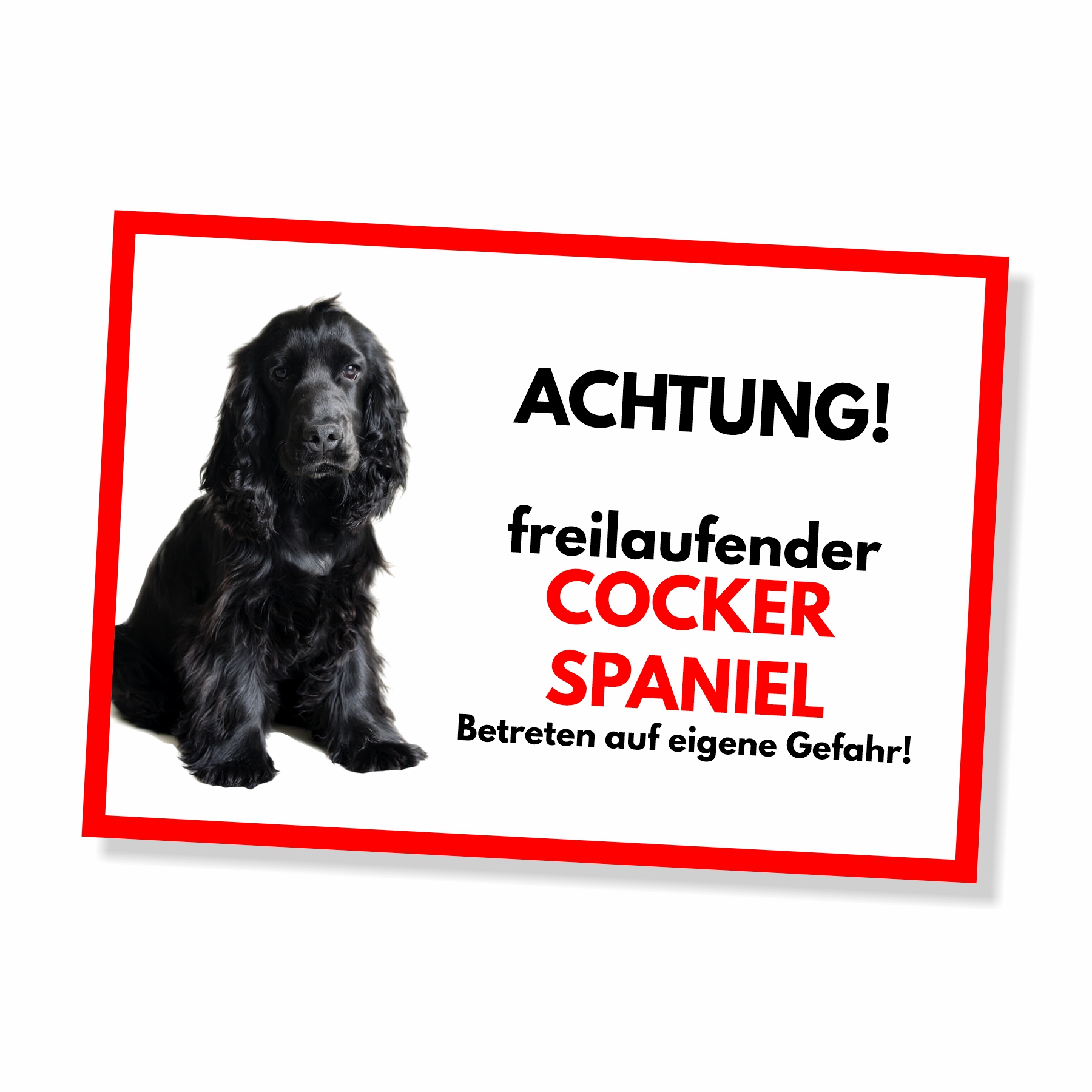 Cocker Spaniel 1 Freilaufender Hund Dog Schild Spruch Türschild Hundeschild Warnschild