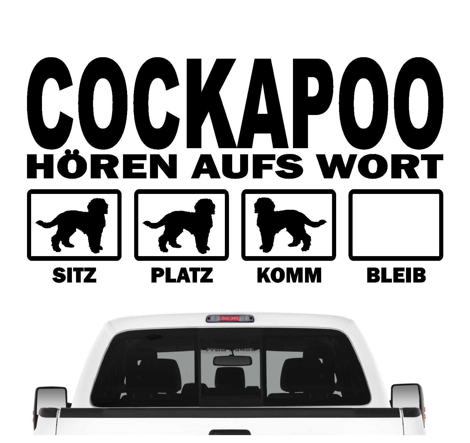 Cockapoo Poo Cocker Spaniel Pudel Mischling Mix  Dog  Hört aufs Wort Hunde Aufkleber Sticker Autoaufkleber