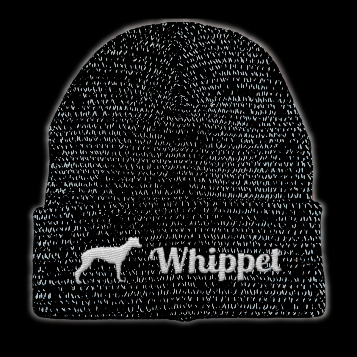 Whippet reflektierende Mütze Stickerei Hund Winter Strickmütze reflex Beanie warm kalt