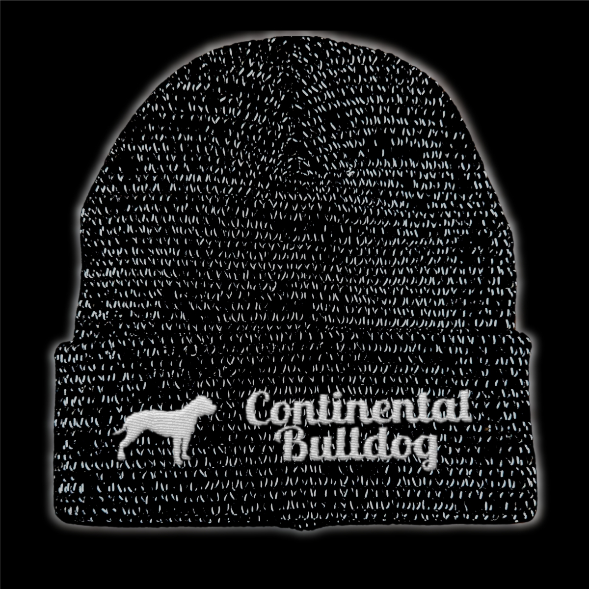 Continental Bulldog reflektierende Mütze Stickerei Hund Winter Strickmütze reflex Beanie warm