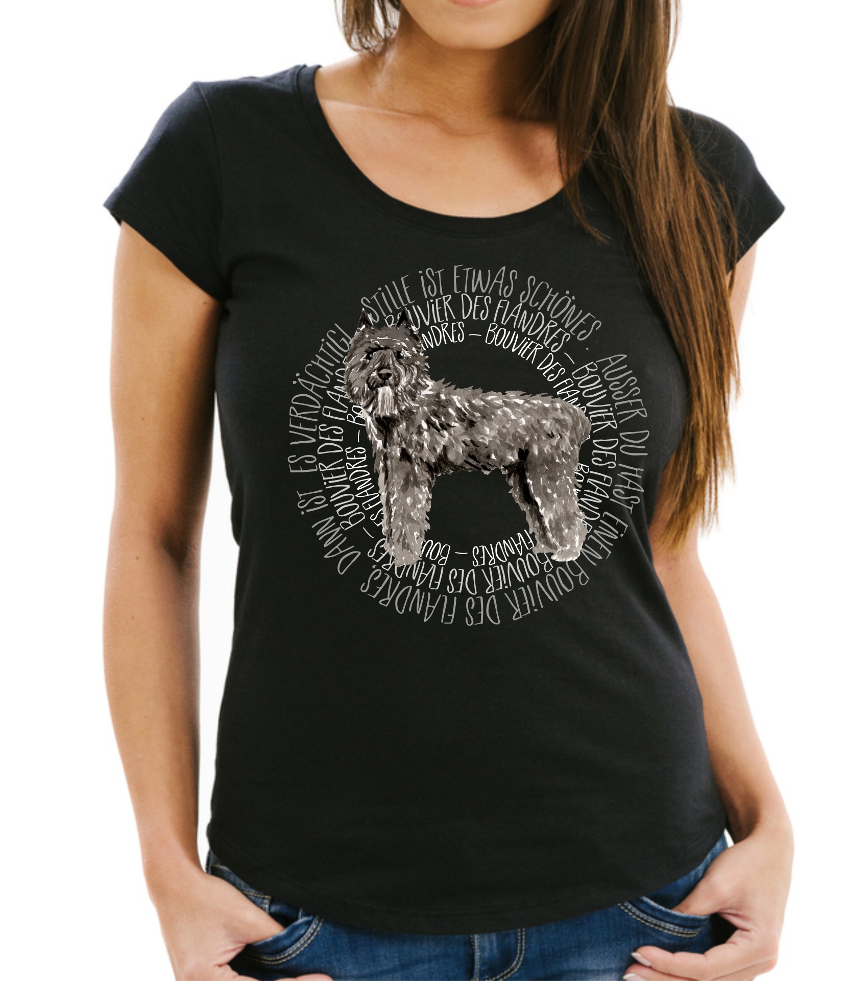 BOUVIER DES FLANDRES DAMEN T-SHIRT CIRCLE Watercolor by SIVIWONDER