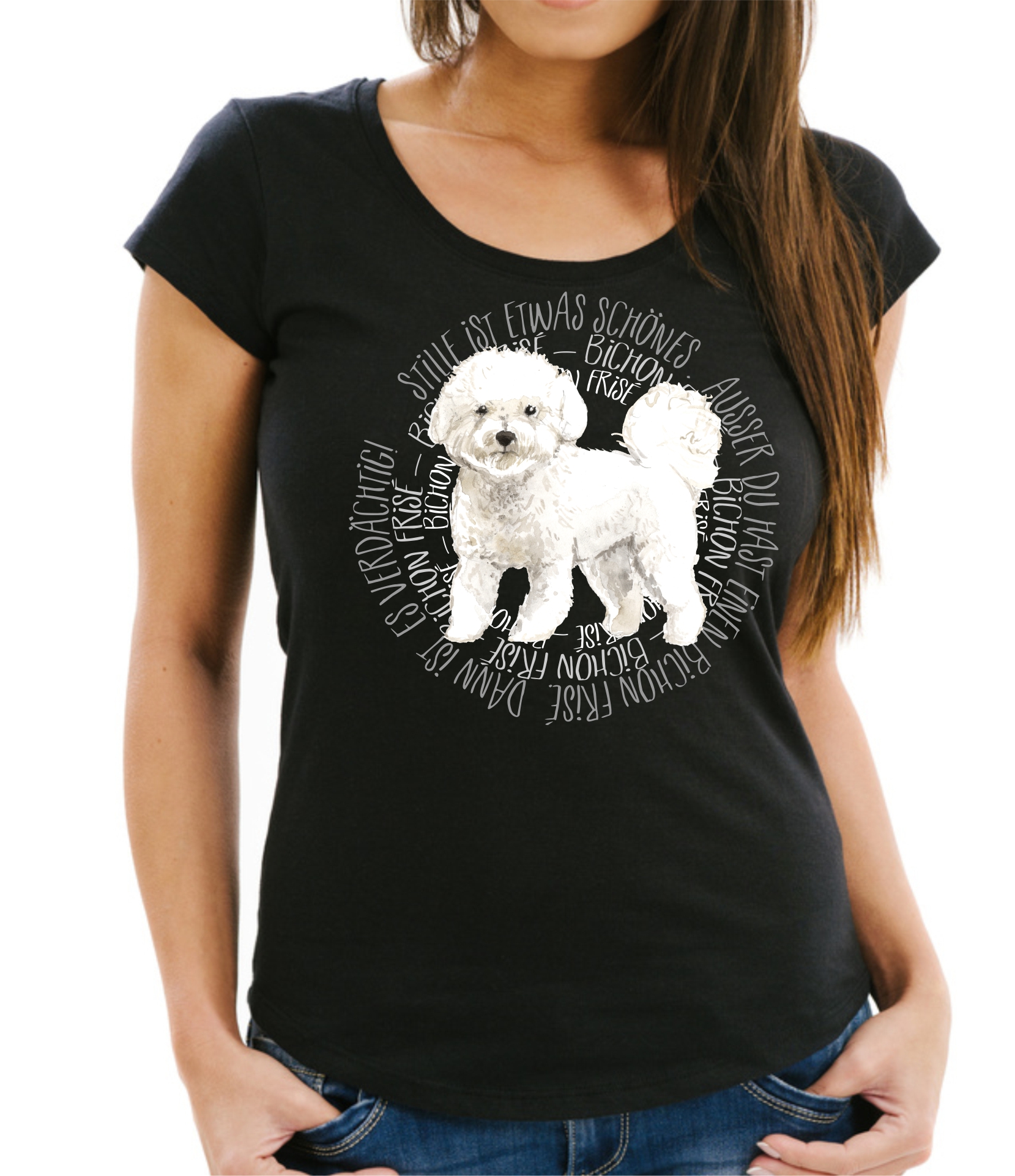 BICHON FRISE DAMEN T-SHIRT CIRCLE Watercolor by SIVIWONDER