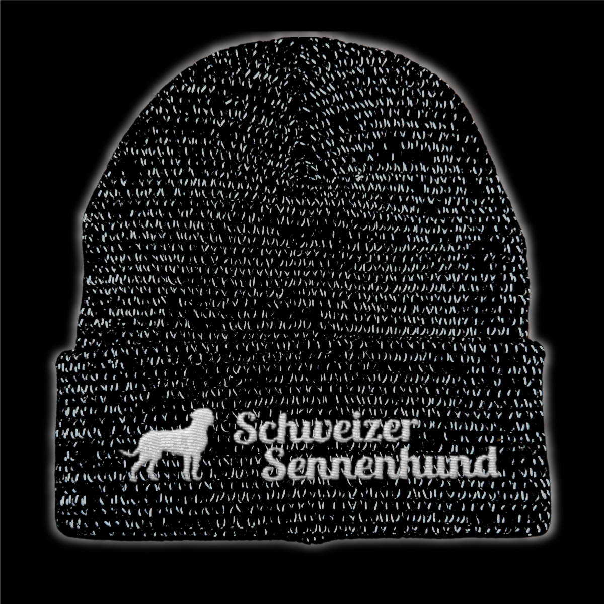 Schweizer Sennenhund reflektierende Mütze Stickerei Hund Winter Strickmütze reflex Beanie warm kalt