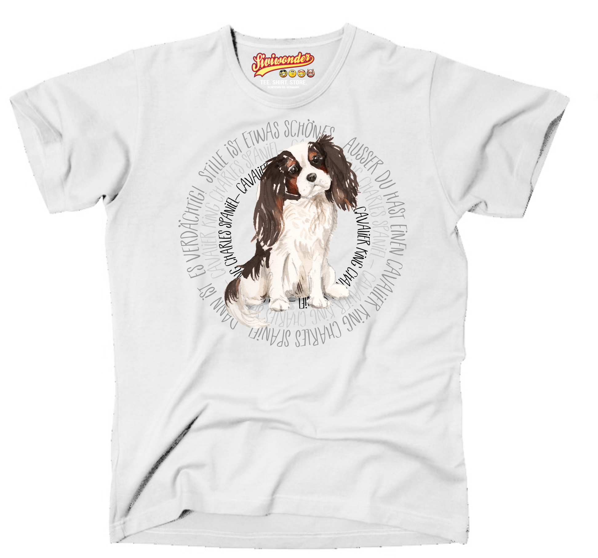 CAVALIER KING CHARLES SPANIEL UNISEX T-SHIRT CIRCLE Watercolor by SIVIWONDER