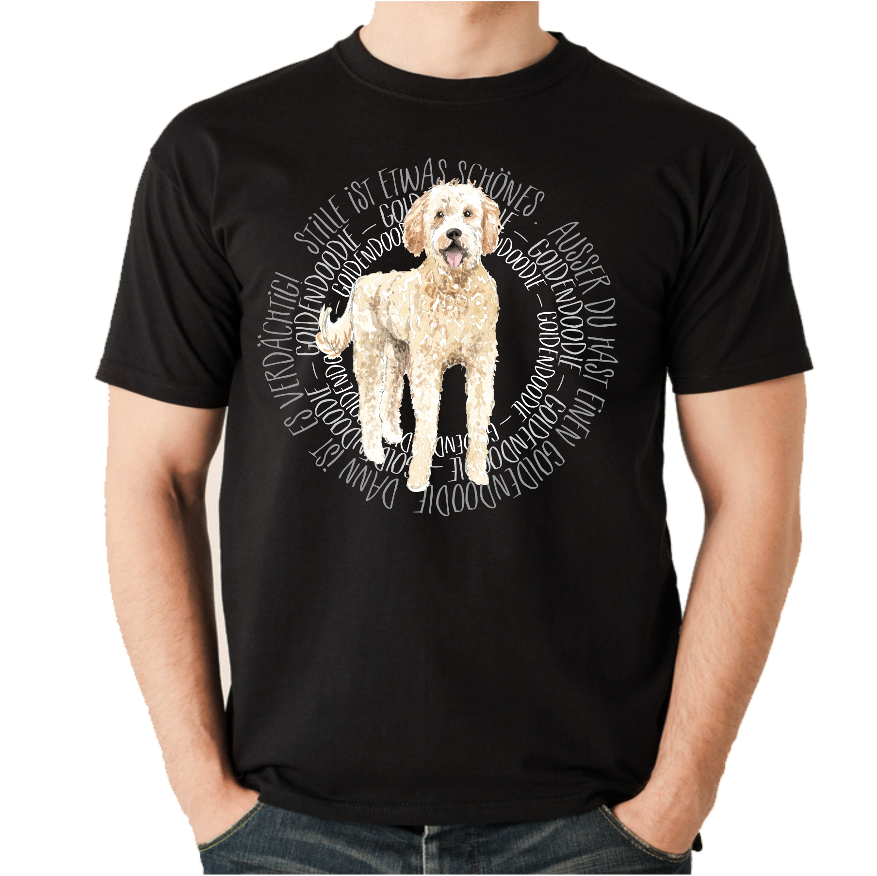 GOLDENDOODLE UNISEX T-SHIRT CIRCLE Watercolor by SIVIWONDER