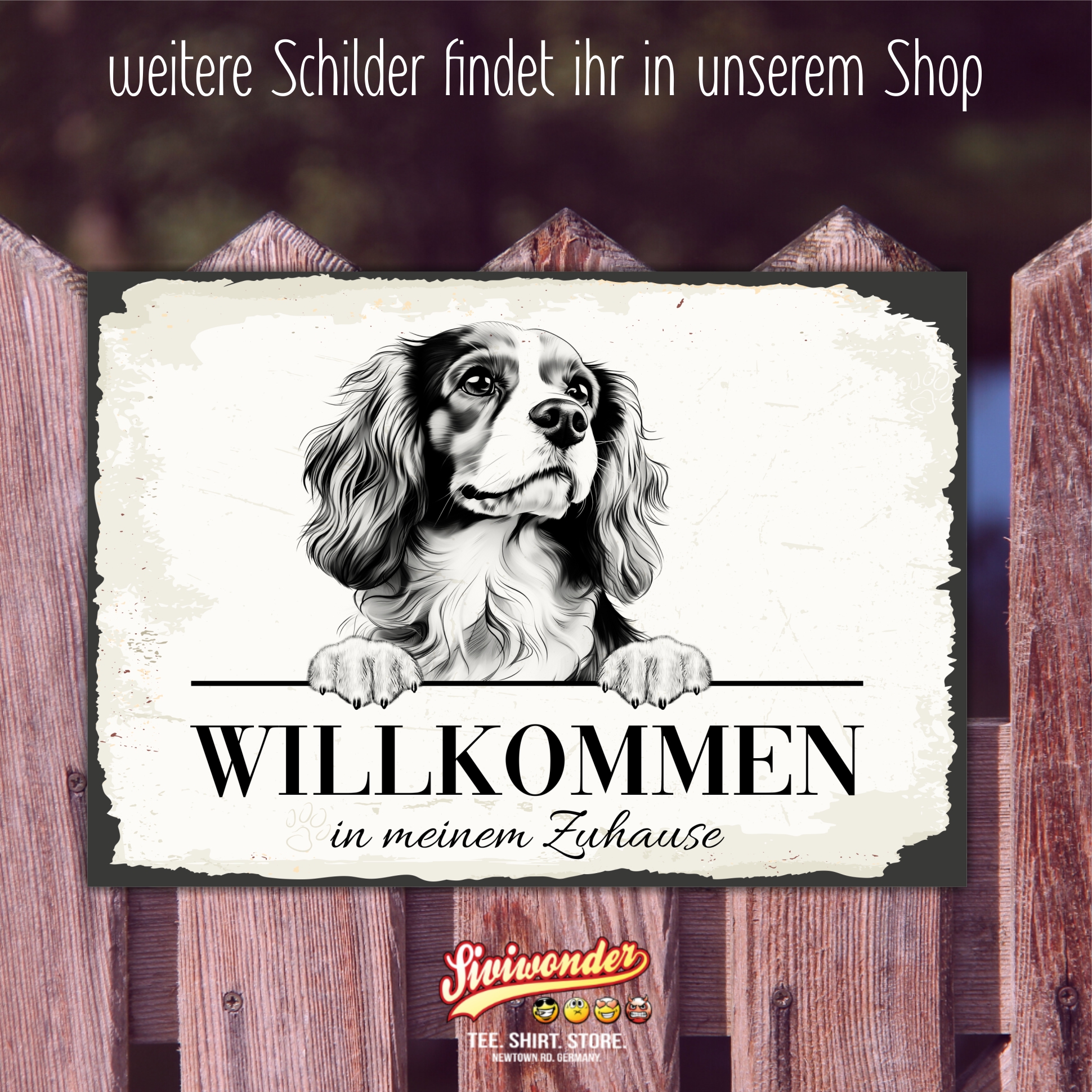 Hundeschild Willkommen Zuhause Cavalier King Charles Spaniel  Schild Achtung