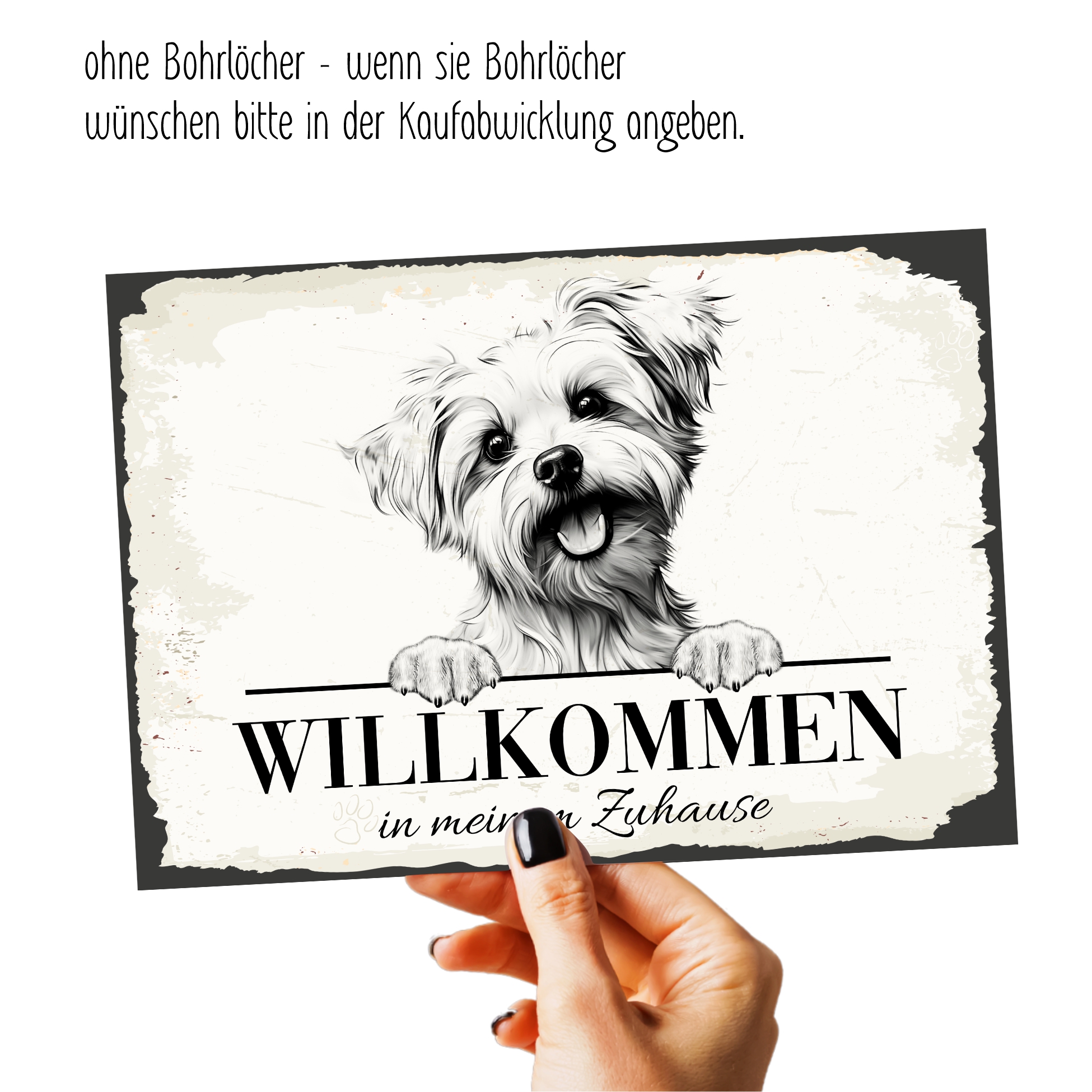 Hundeschild Willkommen Zuhause  Malteser Maltese Schild Achtung Spruch