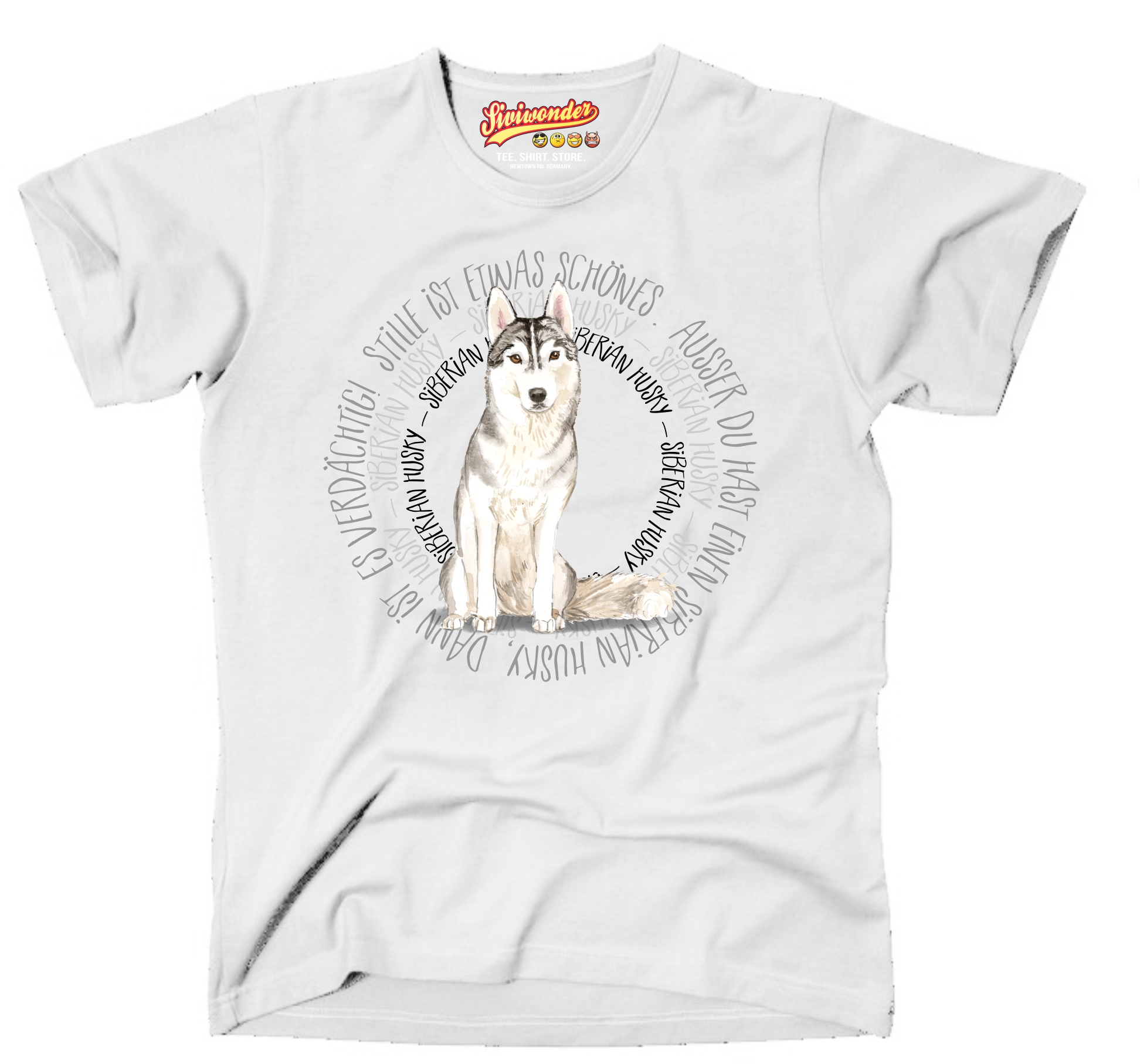 SIBERIAN HUSKY UNISEX T-SHIRT CIRCLE Watercolor by SIVIWONDER