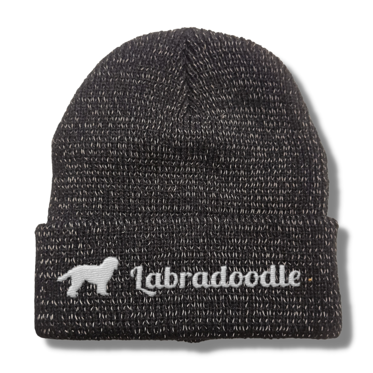 Labradoodle reflektierende Mütze Stickerei Hund Winter Strickmütze reflex Beanie warm