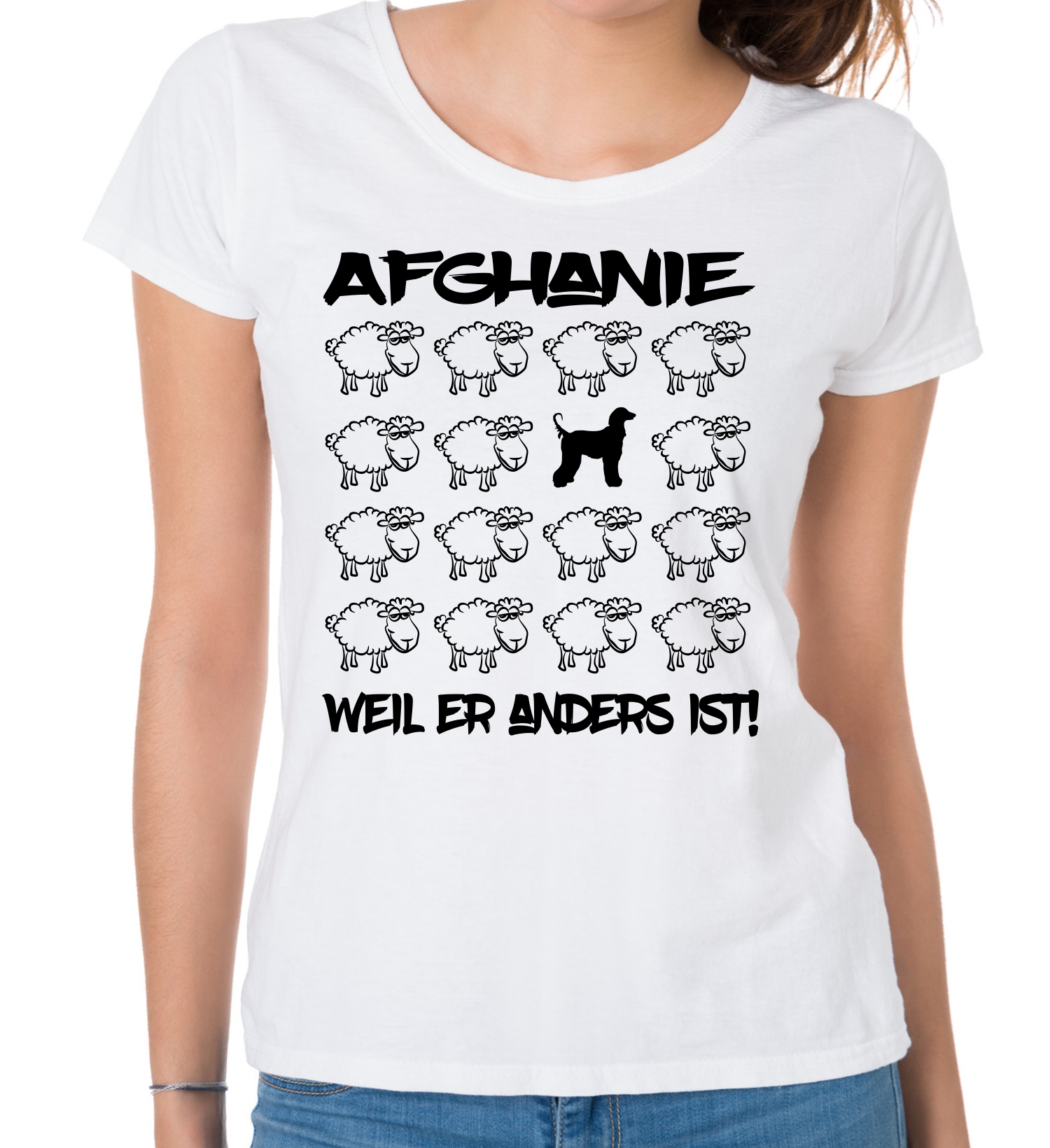 AFGHANE DAMEN T-SHIRT BLACK SHEEP by SIVIWONDER