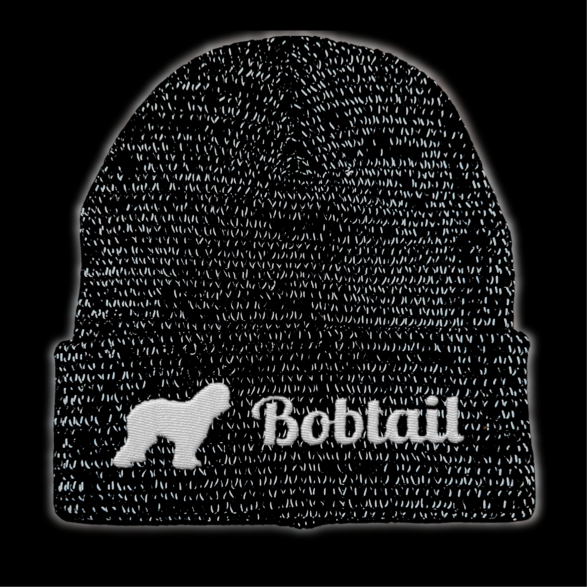 Bobtail reflektierende Mütze Stickerei Hund Winter Strickmütze reflex Beanie warm