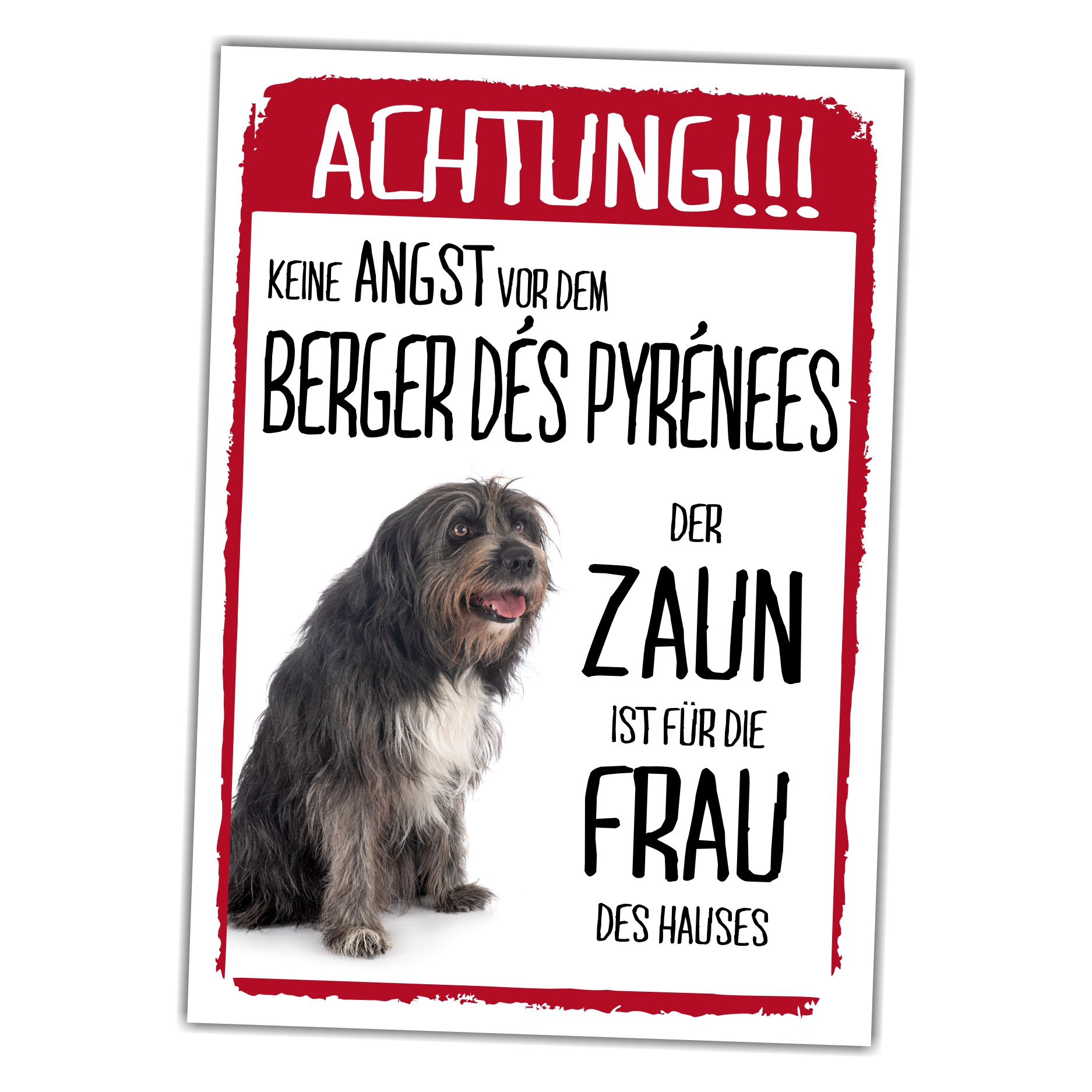 Berger Des Pyrenees Schild Achtung Zaun Frau Spruch Türschild Hundeschild Warnschild Fun