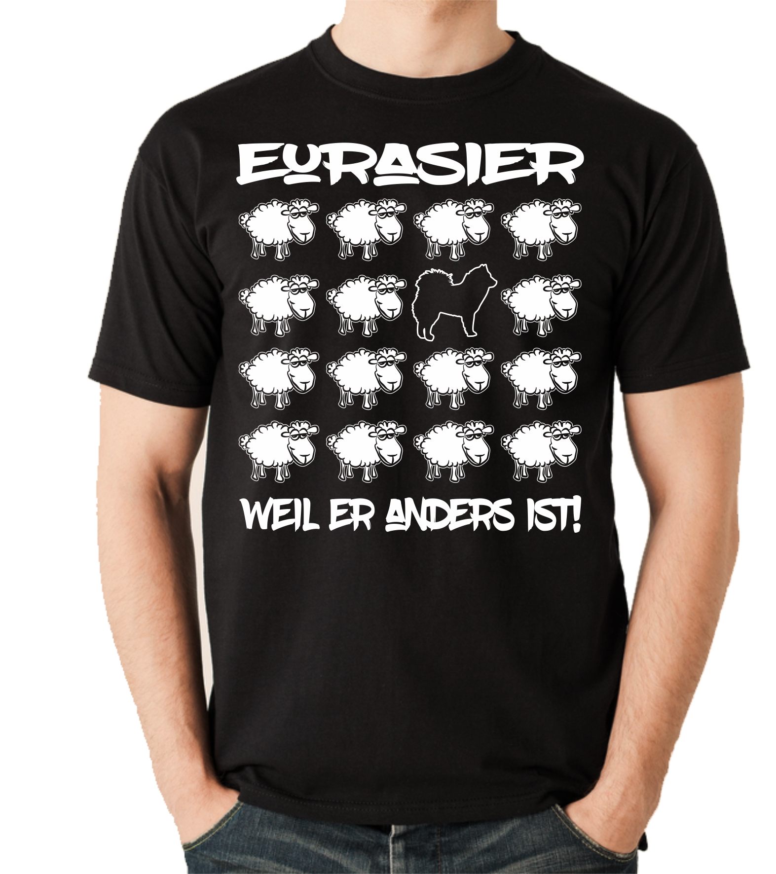 EURASIER UNISEX T-SHIRT BLACK SHEEP by SIVIWONDER