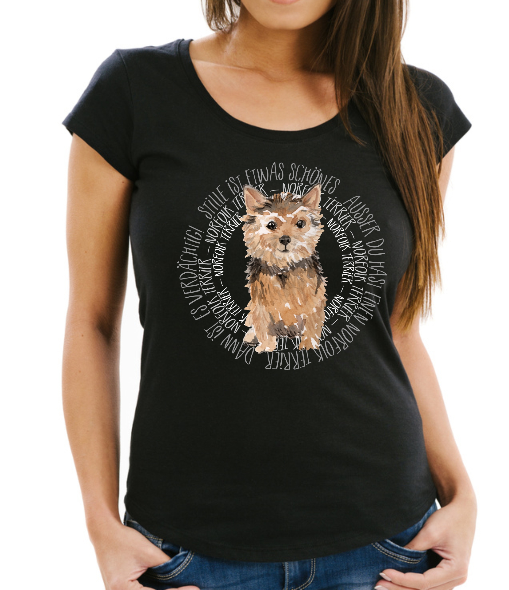 NORFOLK TERRIER DAMEN T-SHIRT CIRCLE Watercolor by SIVIWONDER