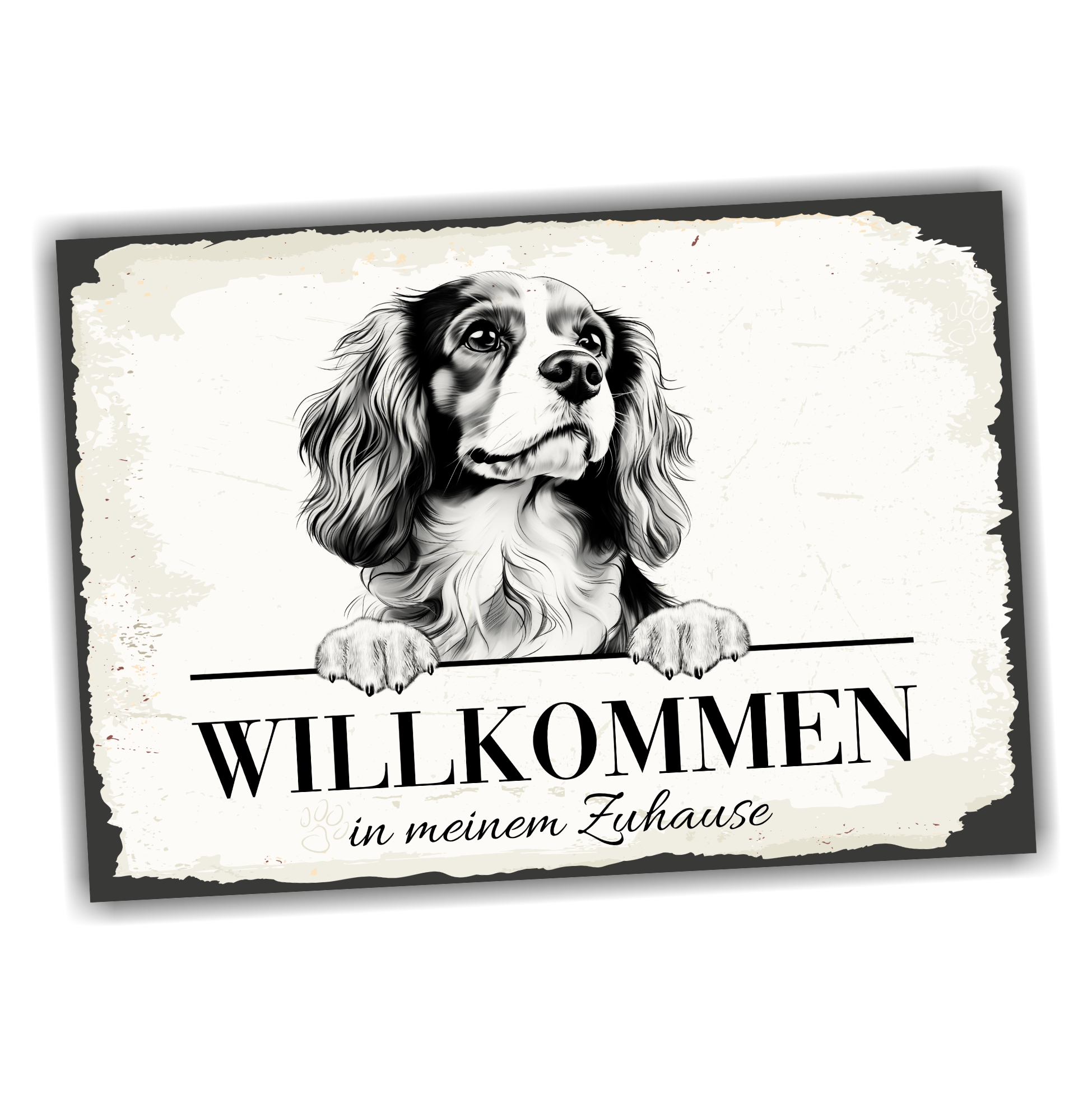 Hundeschild Willkommen Zuhause Cavalier King Charles Spaniel  Schild Achtung