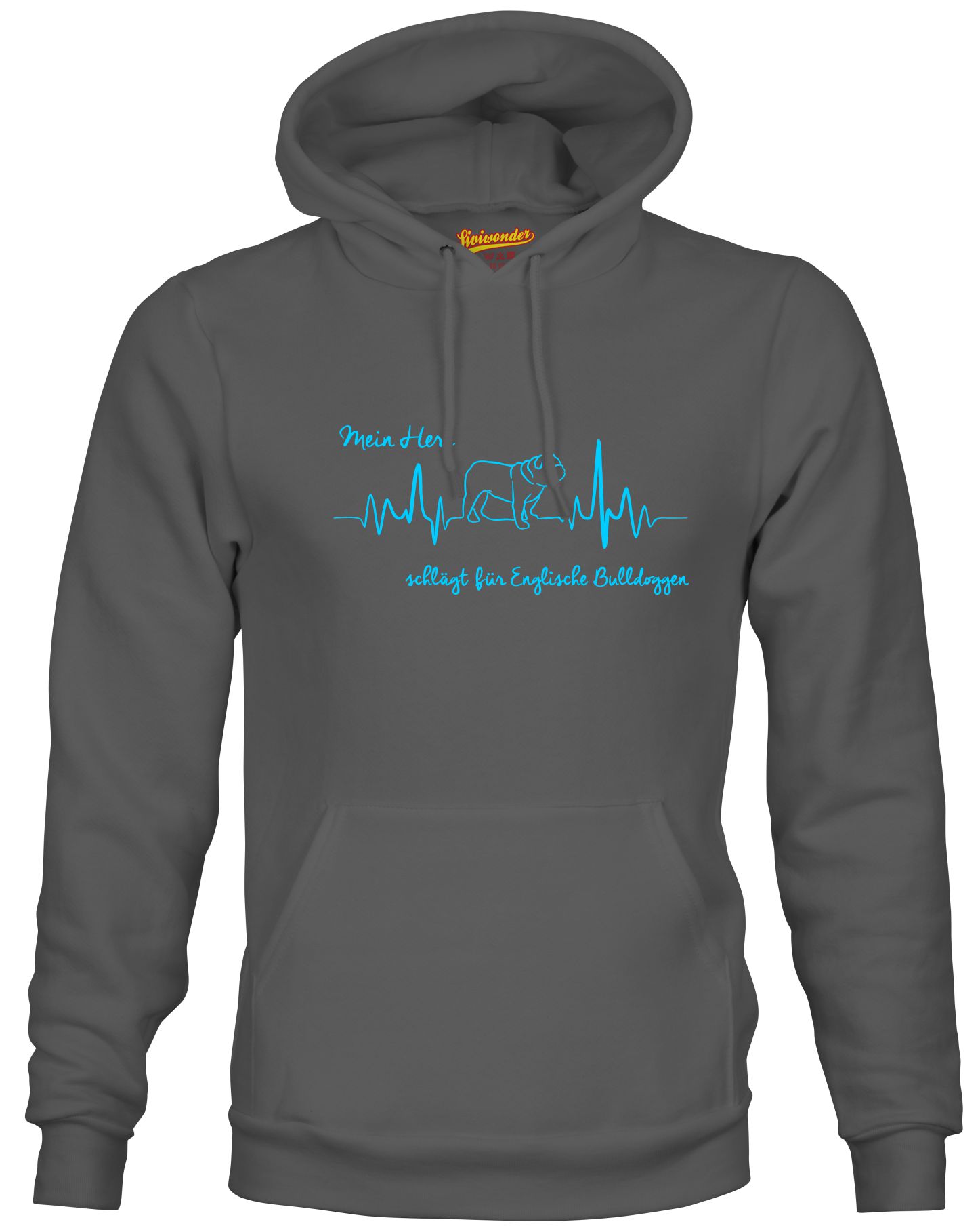 ENGLISCHE BULLDOGGE SWEATSHIRT HEARTBEAT EKG  Hund Hundemotiv Herz Hoodie