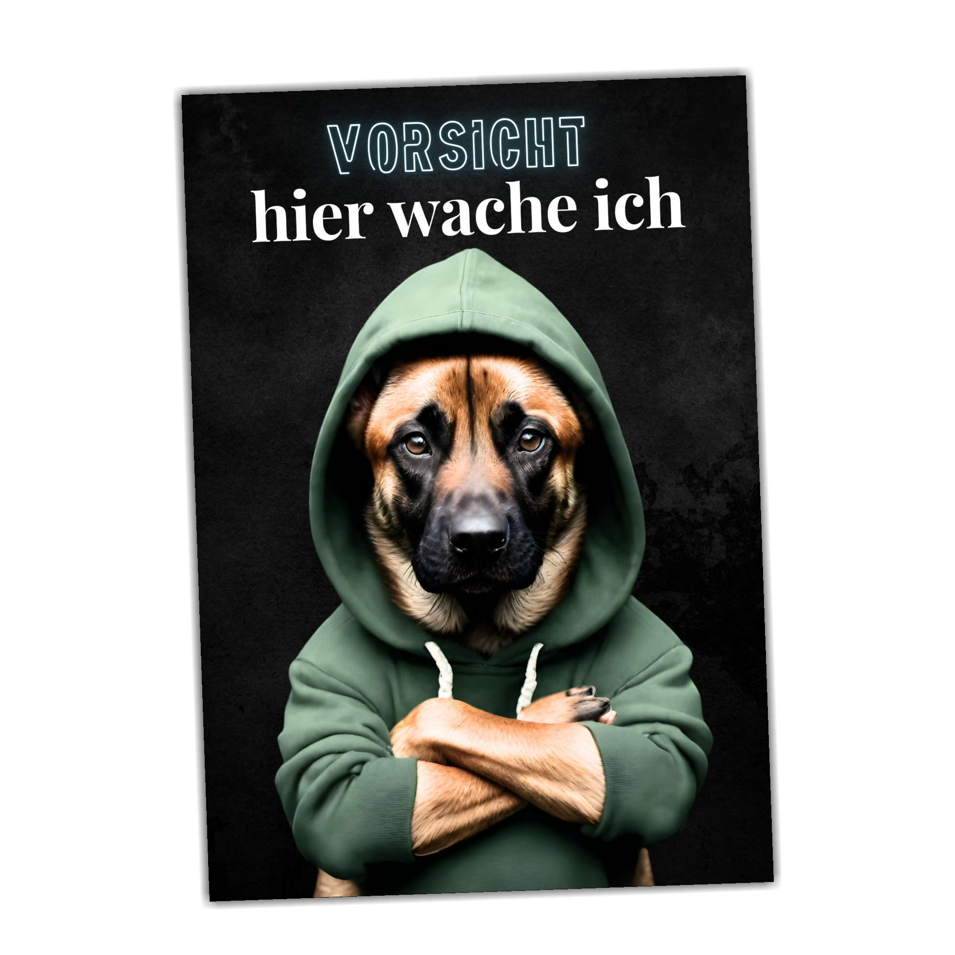 Hundeschild Schild Vorsicht Malinois Dog Spruch Türschild Warnschild Hund hier wache ich