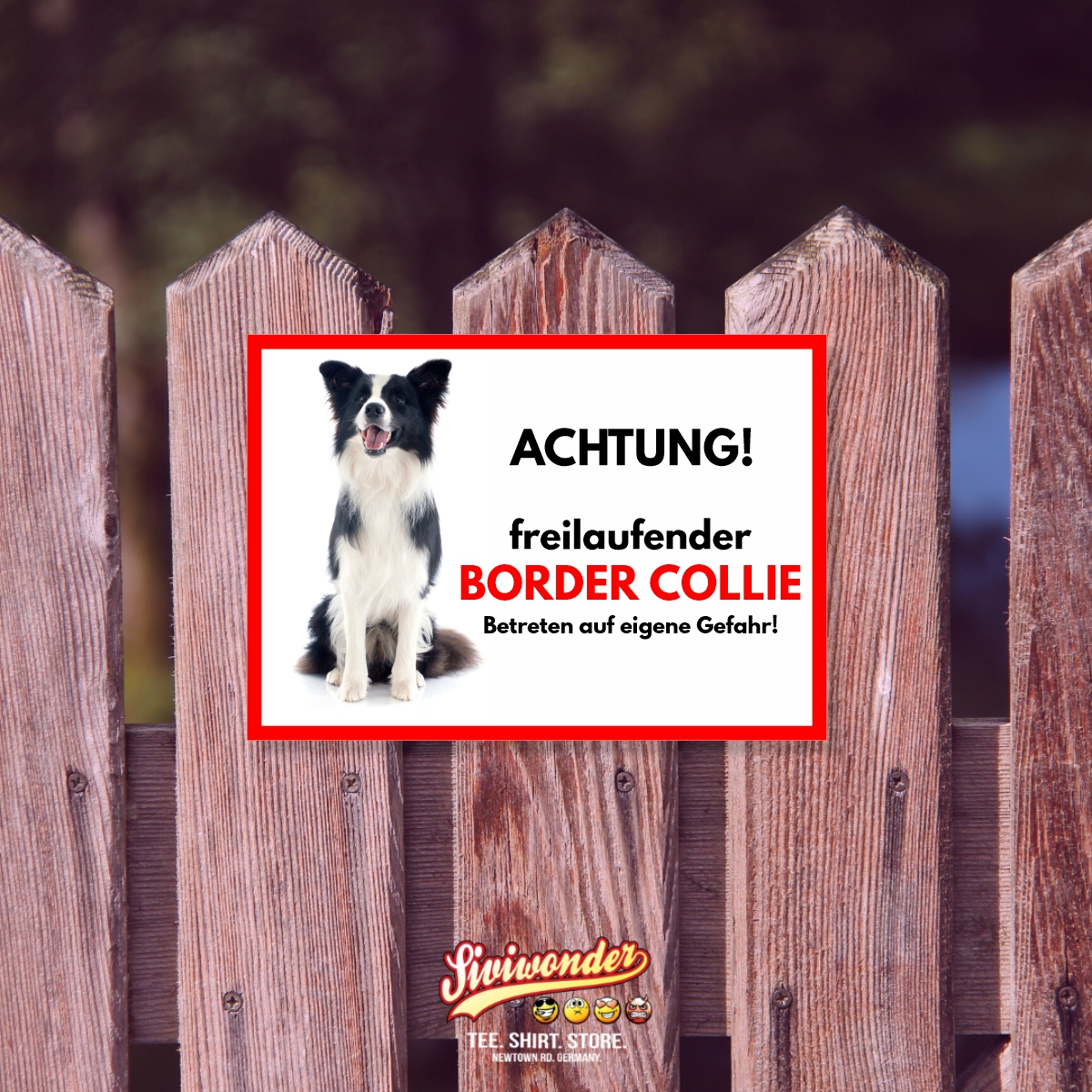 Border Collie 1 Freilaufender Hund Dog Schild Spruch Türschild Hundeschild Warnschild
