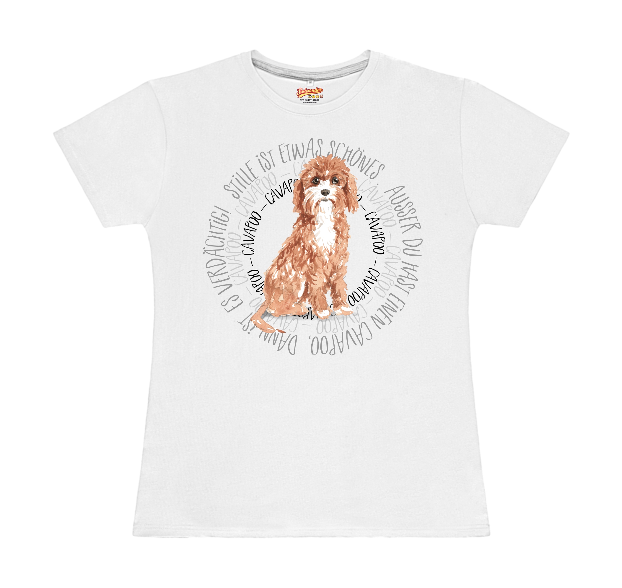 CAVAPOO DAMEN T-SHIRT CIRCLE Watercolor by SIVIWONDER