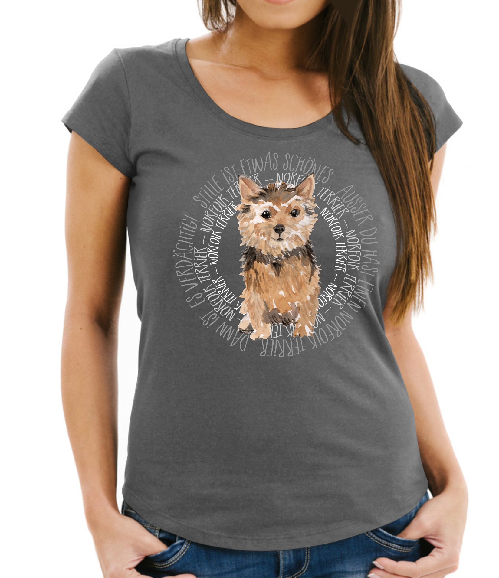 NORFOLK TERRIER DAMEN T-SHIRT CIRCLE Watercolor by SIVIWONDER