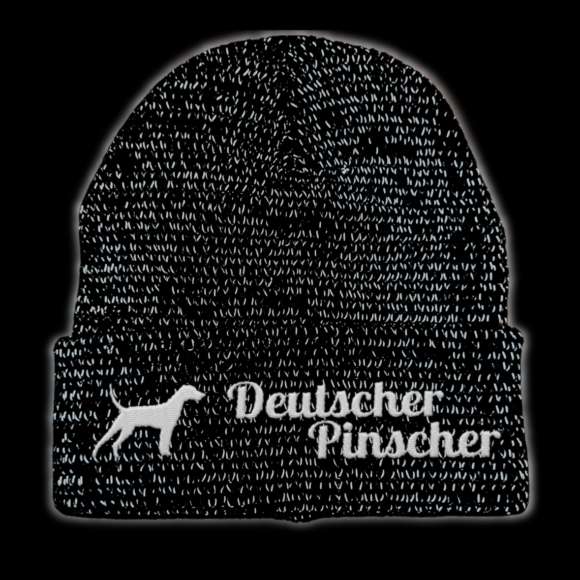 Deutscher Pinscher reflektierende Mütze Stickerei Hund Winter Strickmütze reflex Beanie warm