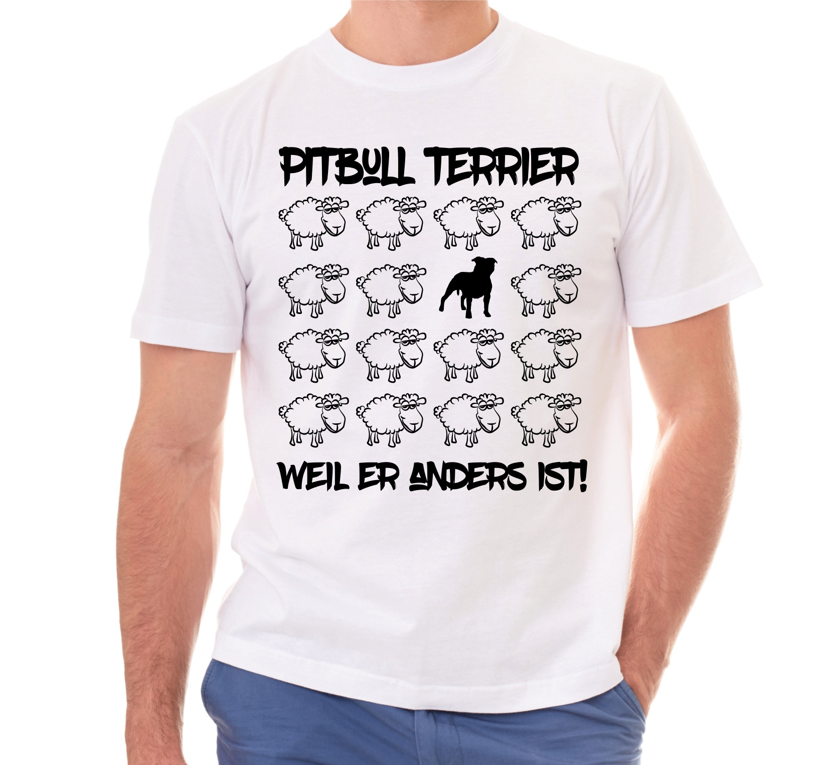 PITBULL TERRIER UNISEX T-SHIRT BLACK SHEEP by SIVIWONDER