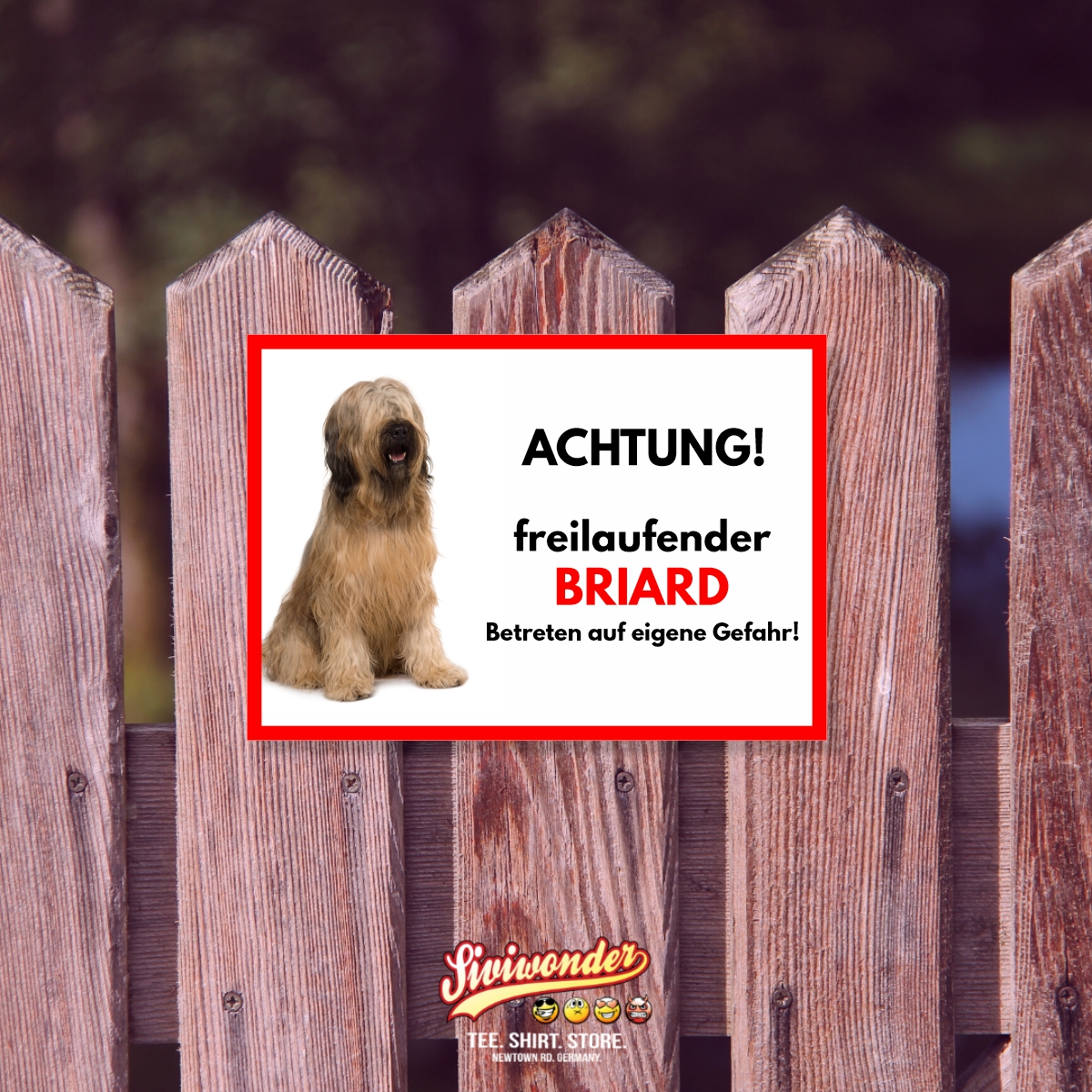 Briard Freilaufender Hund Dog Schild Spruch Türschild Hundeschild Warnschild