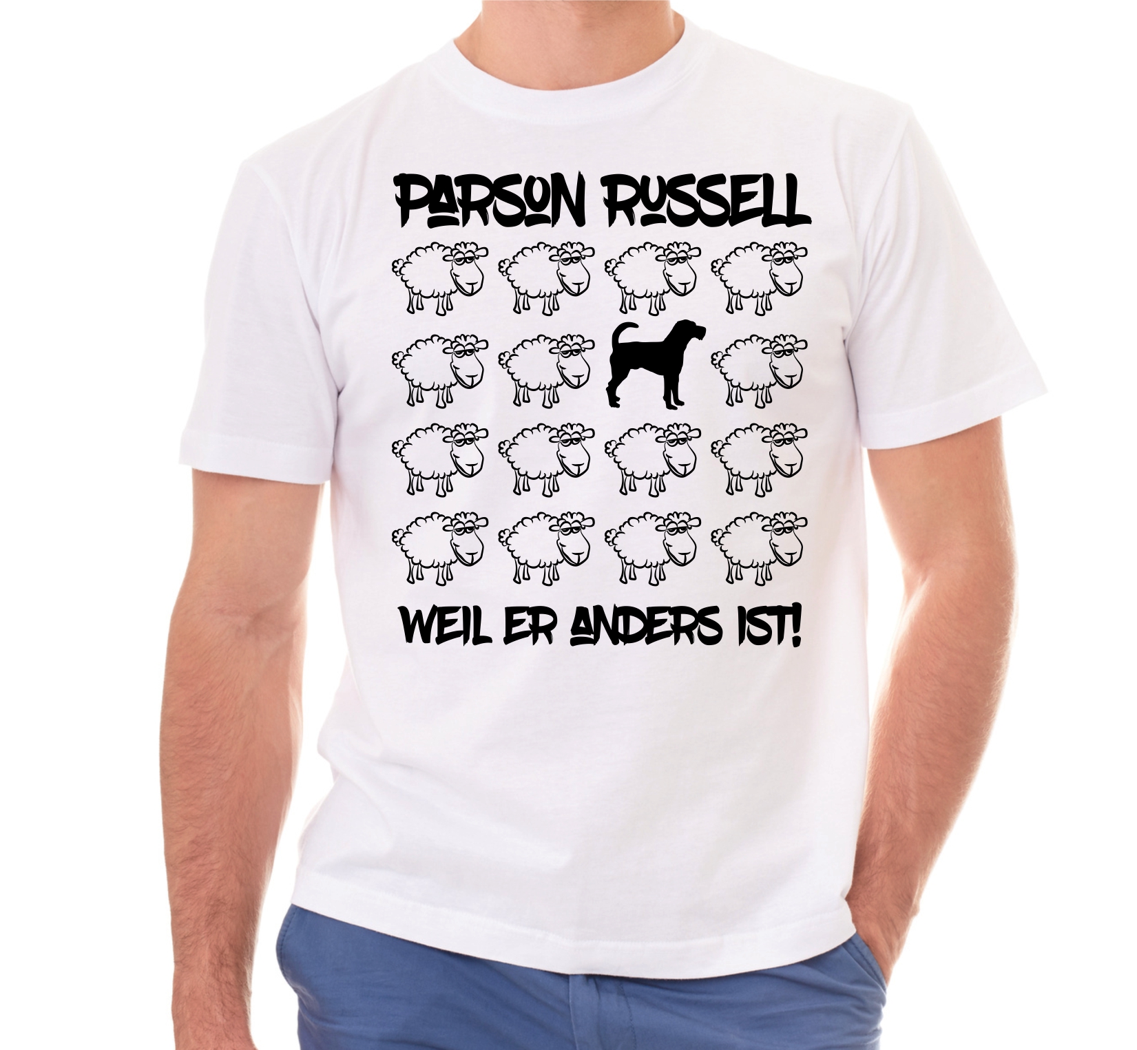 PARSON RUSSELL UNISEX T-SHIRT BLACK SHEEP by SIVIWONDER