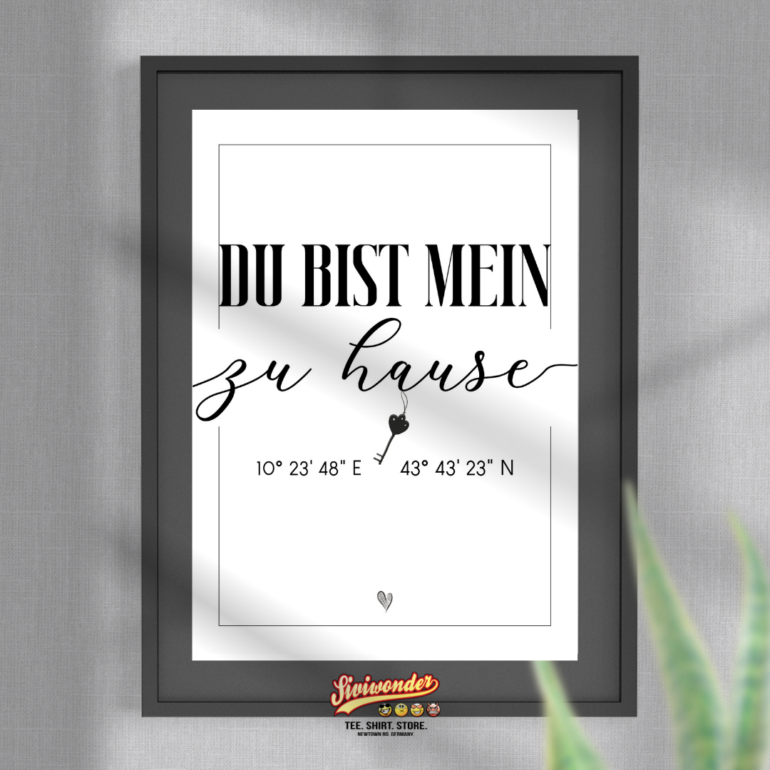 Personalisiertes Schild "MEIN ZU HAUSE" mit Wunsch Koordinaten Geschenk Lieblingsmensch Dekoration