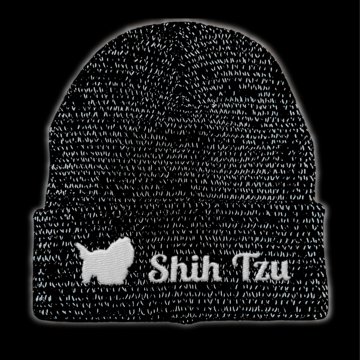 Shih Tzu reflektierende Mütze Stickerei Hund Winter Strickmütze reflex Beanie warm kalt