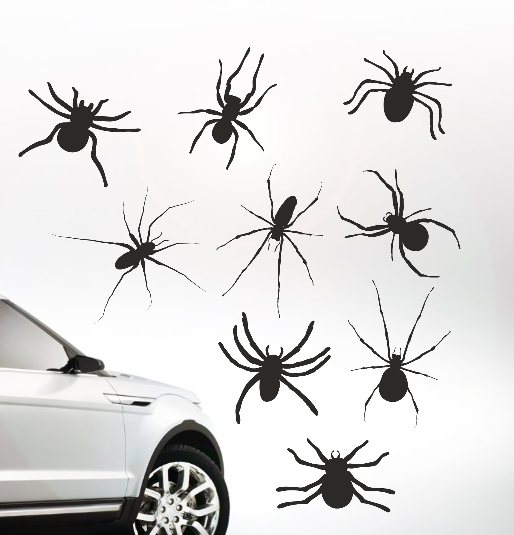 Spinnen Set Spinne Auto Aufkleber Set 9 Stück Gruselig Horror Spaß