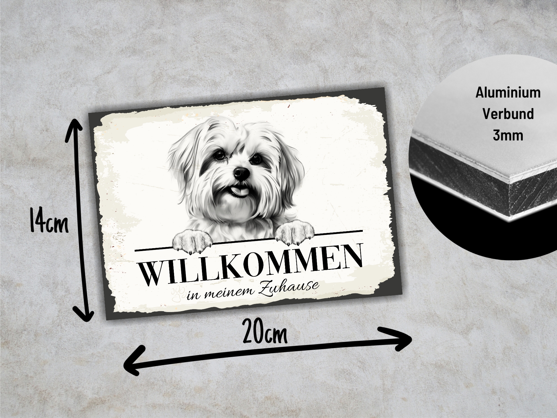 Hundeschild Willkommen Zuhause  Malteser Maltese Schild Achtung Spruch