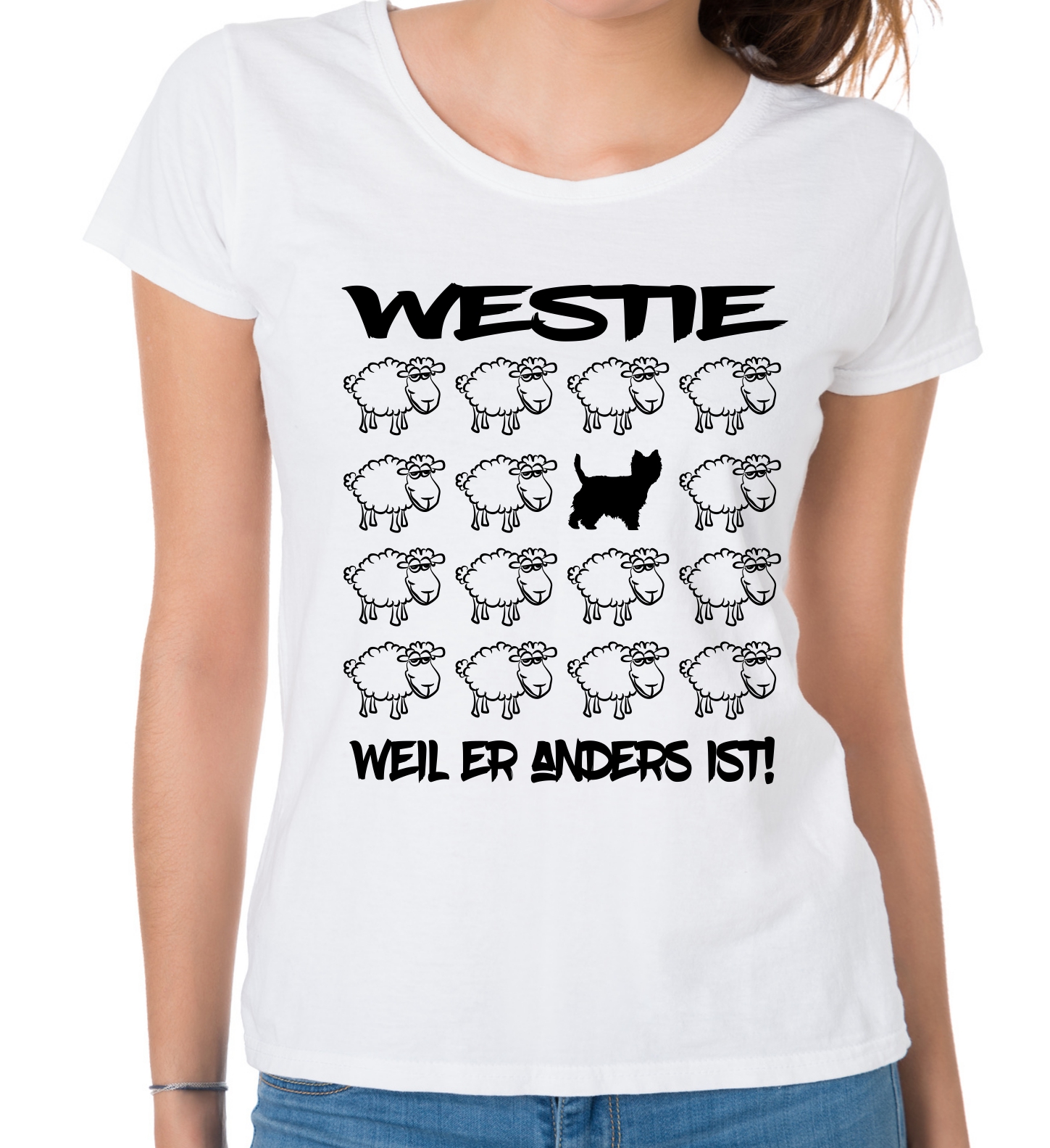 WESTIE DAMEN T-SHIRT BLACK SHEEP by SIVIWONDER