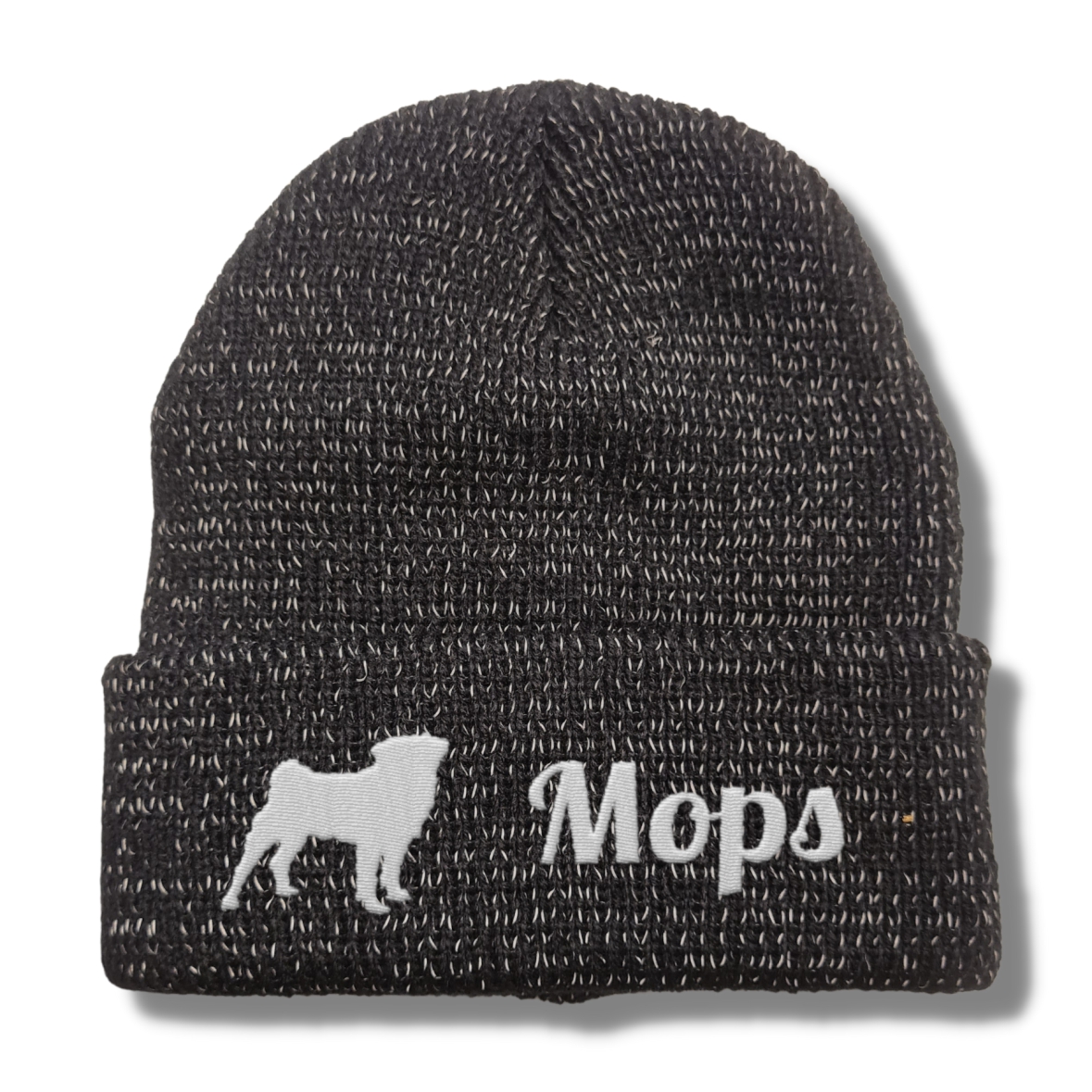 Mops reflektierende Mütze Stickerei Hund Winter Strickmütze reflex Beanie warm