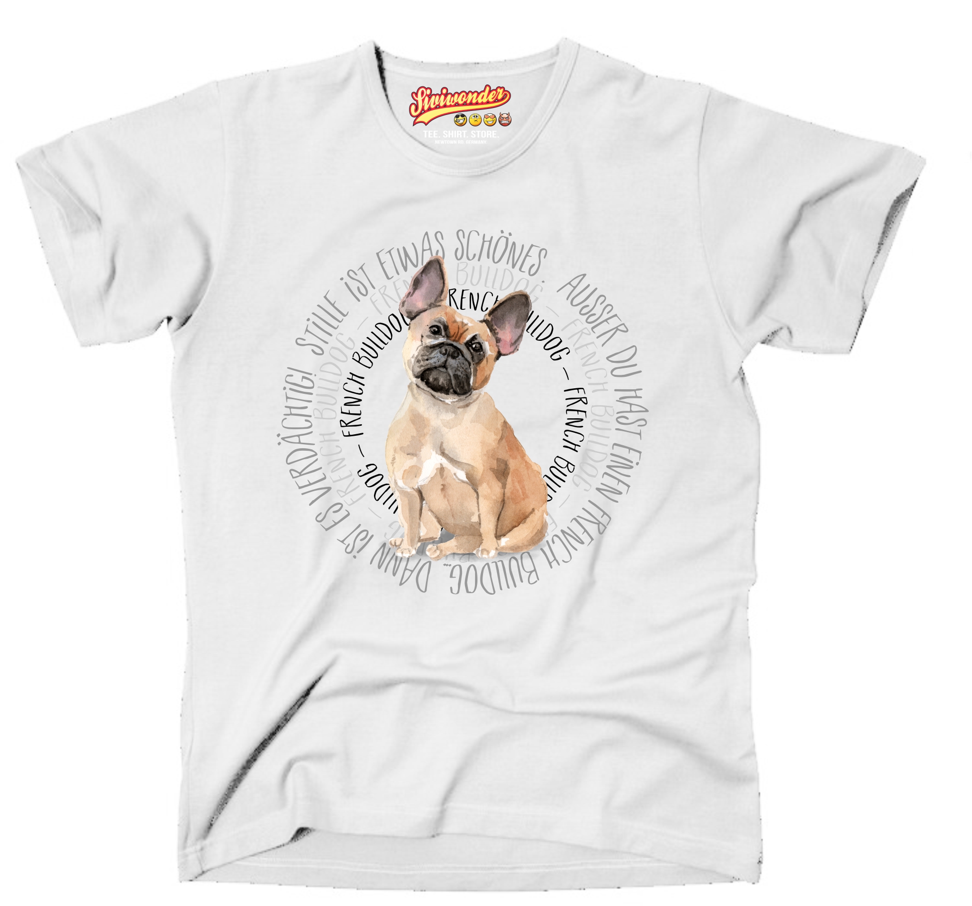 FRANZÖSISCHE BULLDOGGE UNISEX T-SHIRT CIRCLE Watercolor by SIVIWONDER