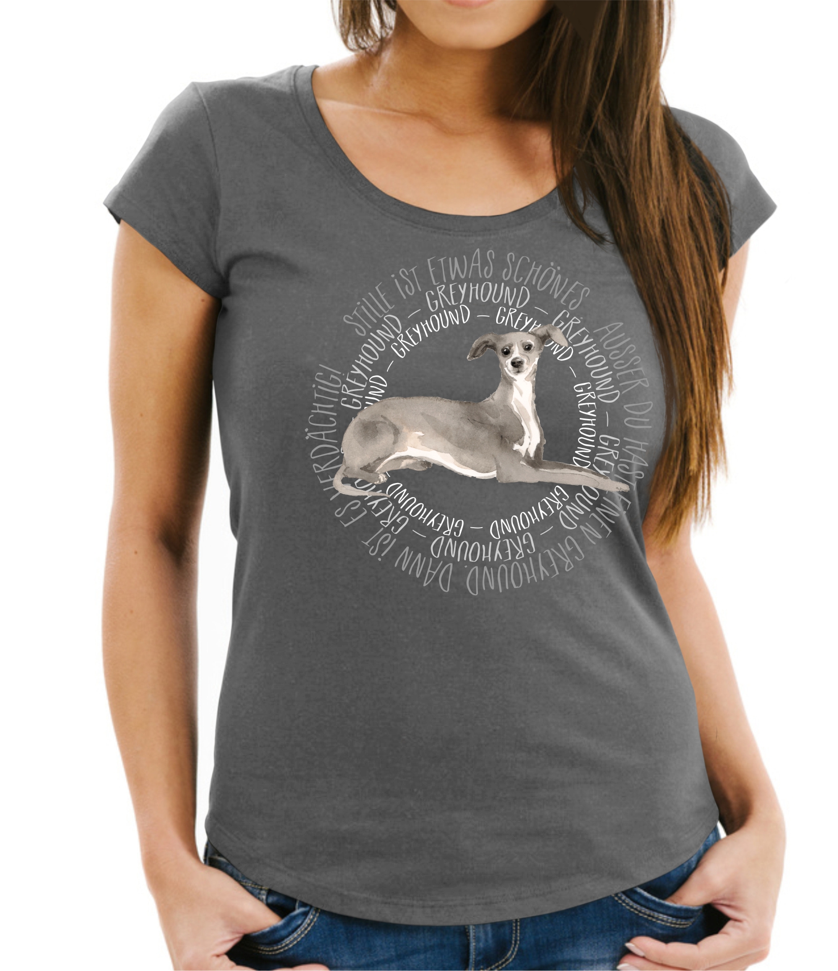 GREYHOUND DAMEN T-SHIRT CIRCLE Watercolor by SIVIWONDER