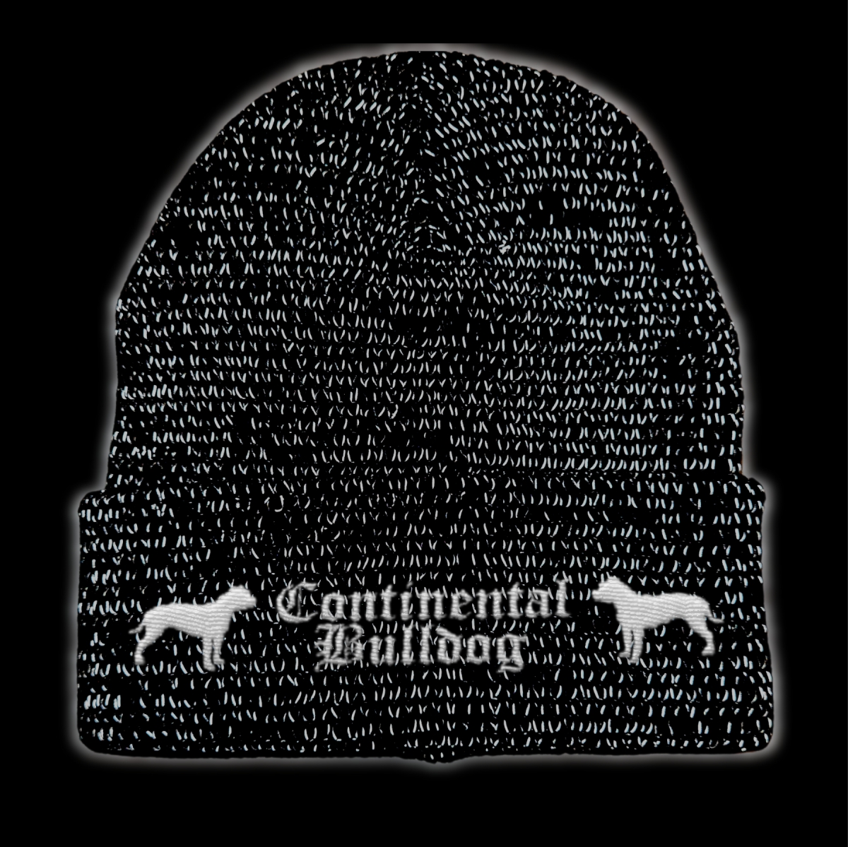 Bad Continental Bulldog reflektierende Mütze Stickerei Hund Winter Strickmütze reflex Beanie warm