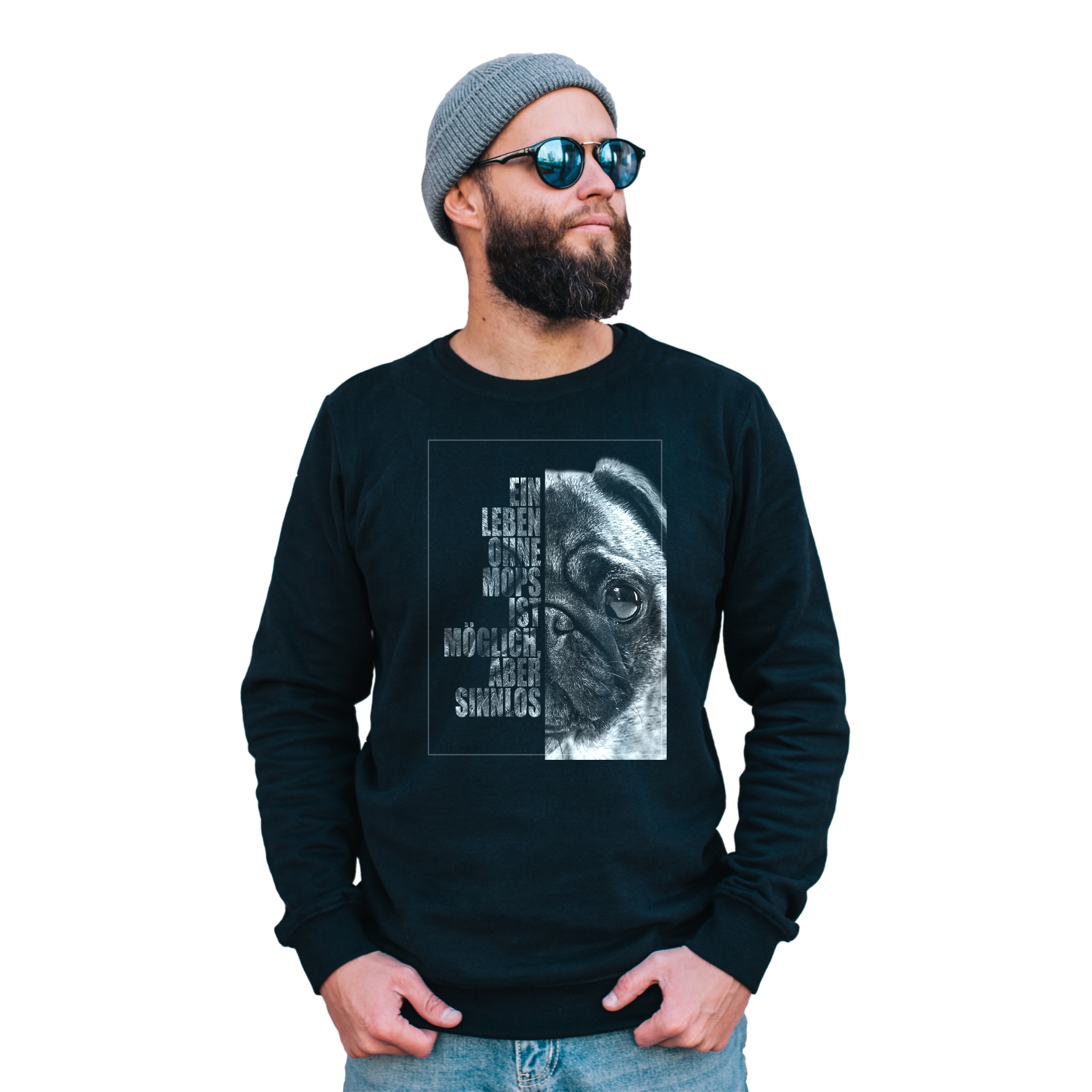 Mops Sweatshirt Pullover Face Hundemotiv Pug Carlino Chinese Dutch bulldog mastiff Mini Carlin Doguillo