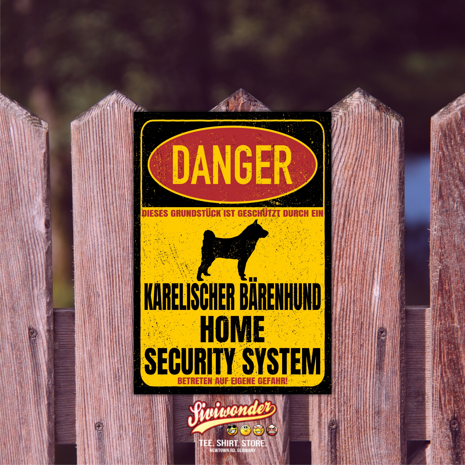 Karelischer Bärenhund Björnhund Dog Türschild Danger Security System Warnschild Hund Schilder Hundeschild