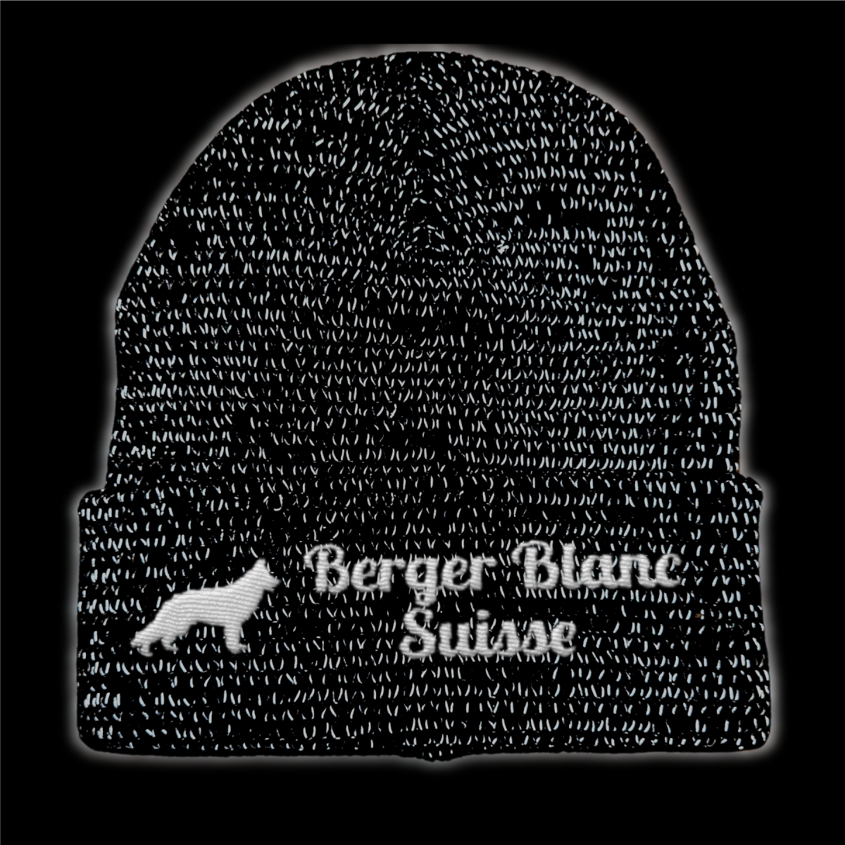 Berger Blanc Suisse reflektierende Mütze Stickerei Hund Winter Strickmütze reflex Beanie warm