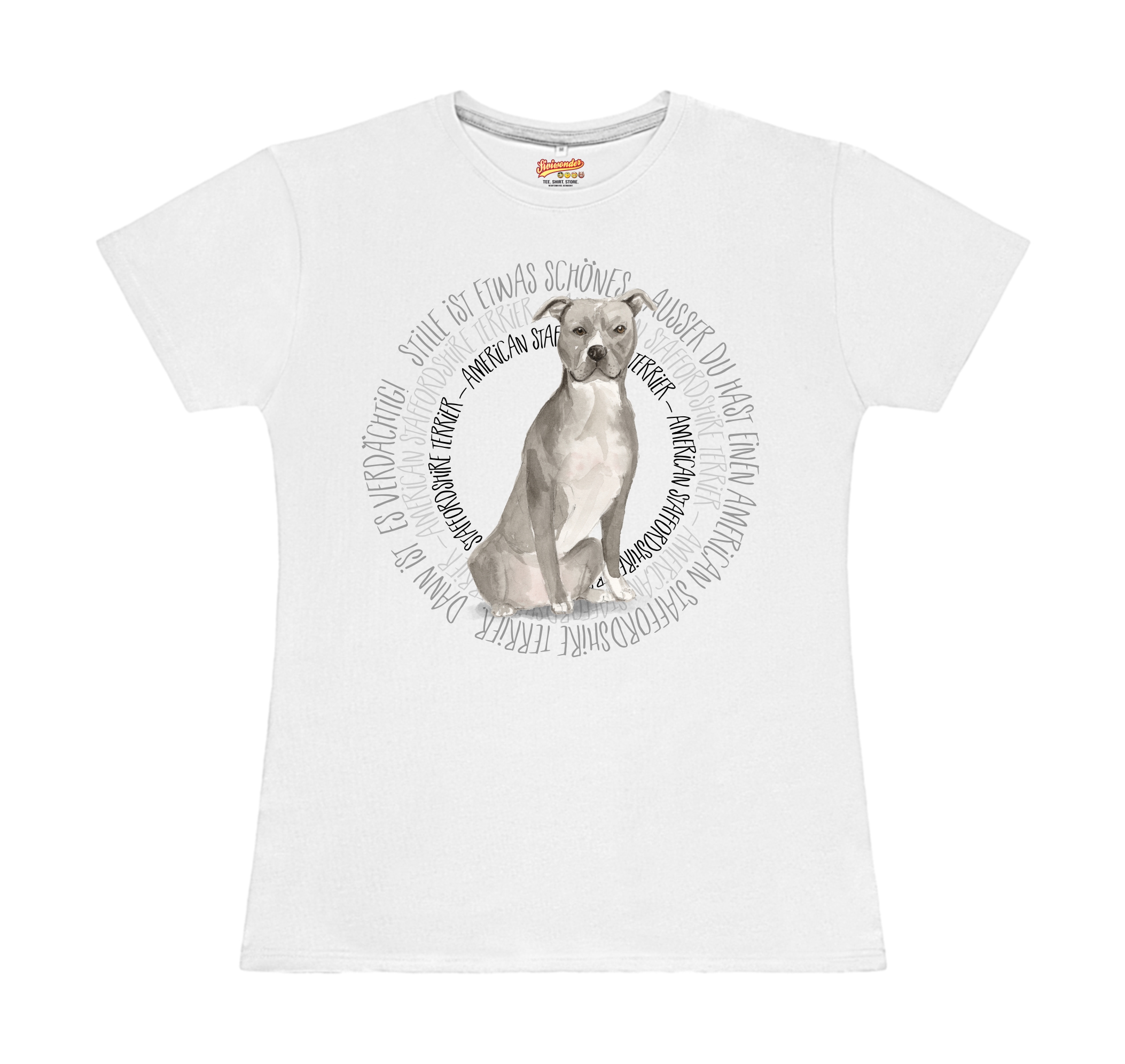 AMERICAN STAFFORDSHIRE TERRIER DAMEN T-SHIRT CIRCLE Watercolor by SIVIWONDER