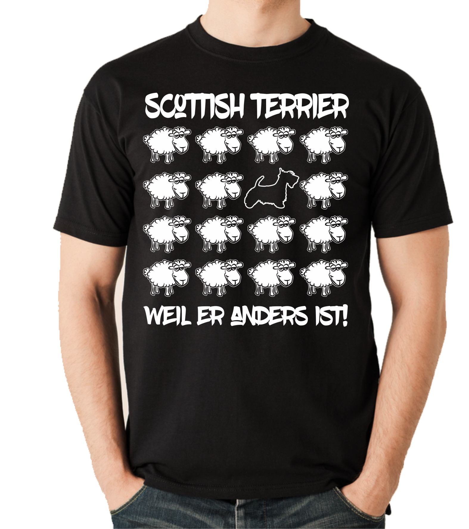 SCOTTISH TERRIER UNISEX T-SHIRT BLACK SHEEP by SIVIWONDER