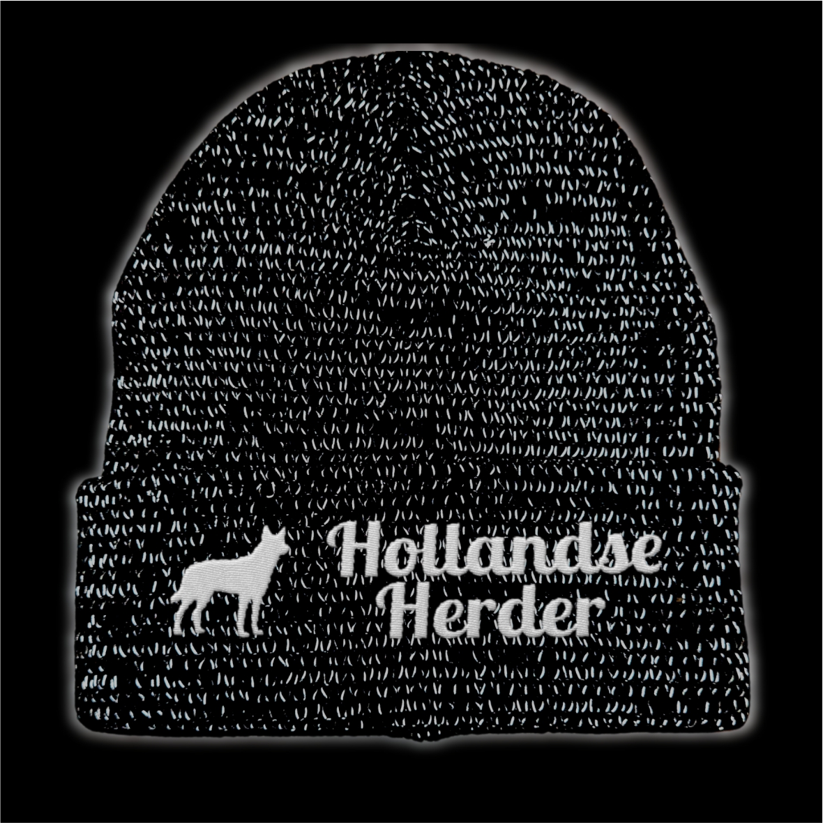 Hollandse Herder reflektierende Mütze Stickerei Hund Winter Strickmütze reflex Beanie warm
