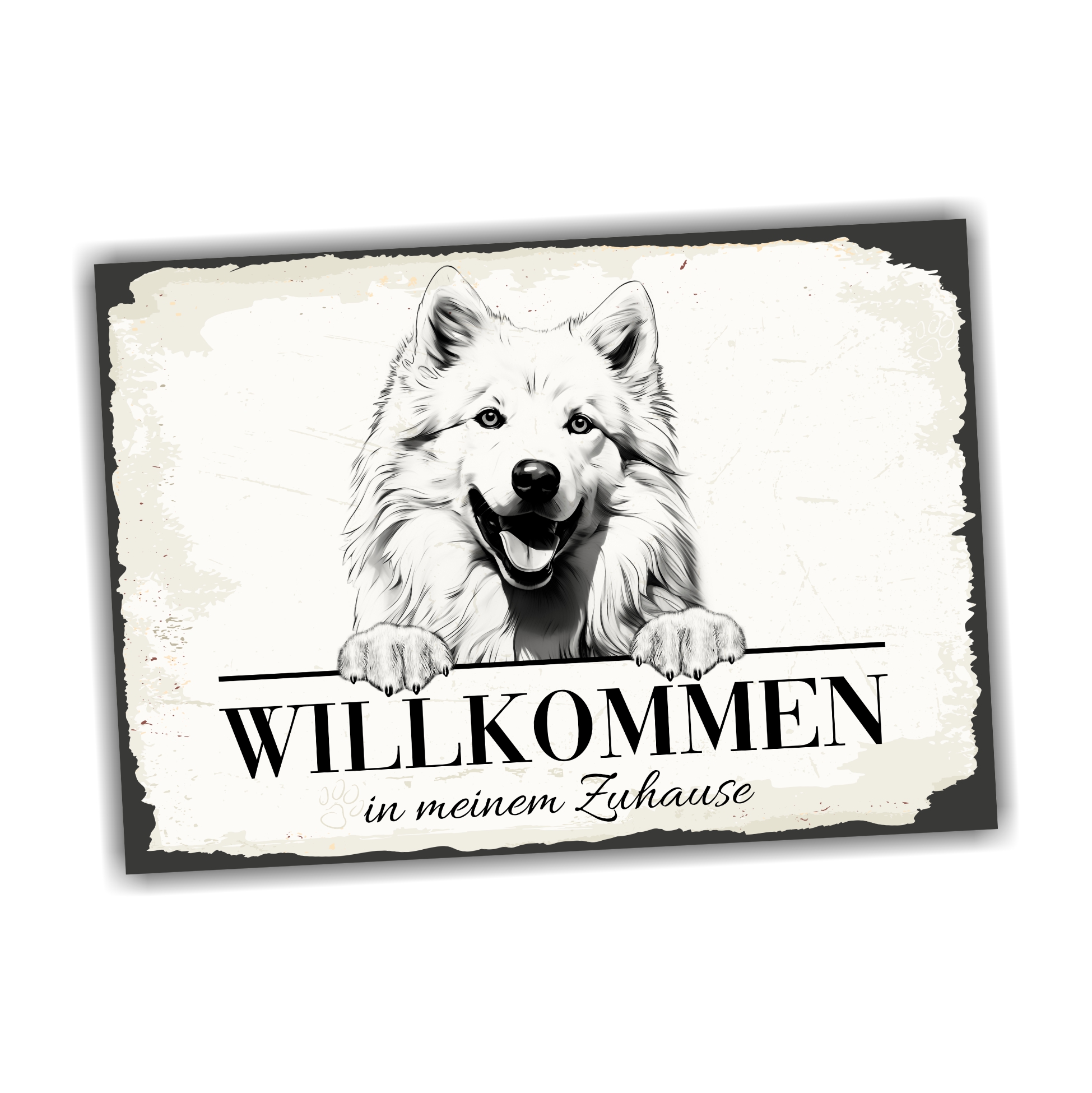 Hundeschild Willkommen Zuhause Samojede Sammy Schild Achtung Spruch