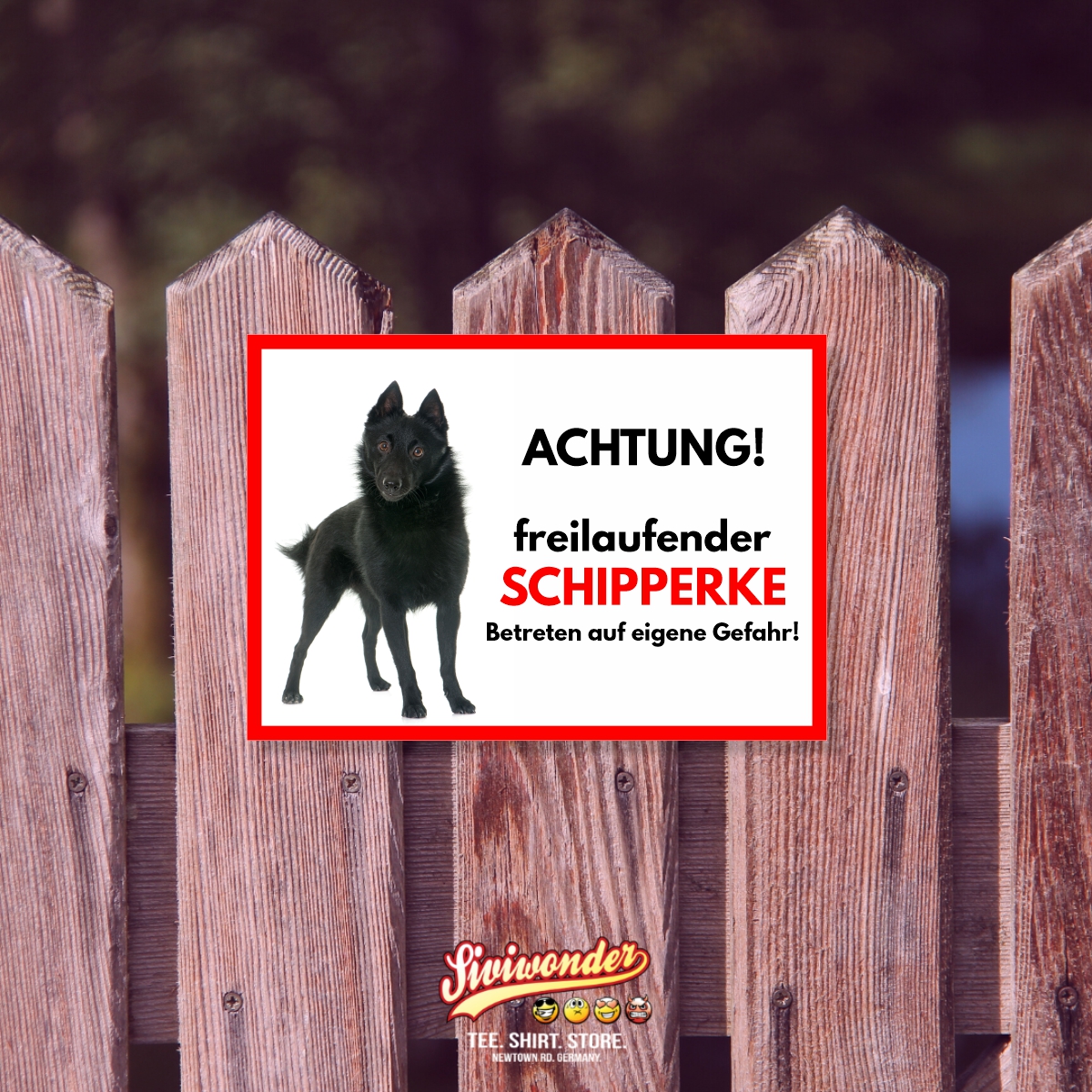 Schipperke Freilaufender Hund Dog Schild Spruch Türschild Hundeschild Warnschild